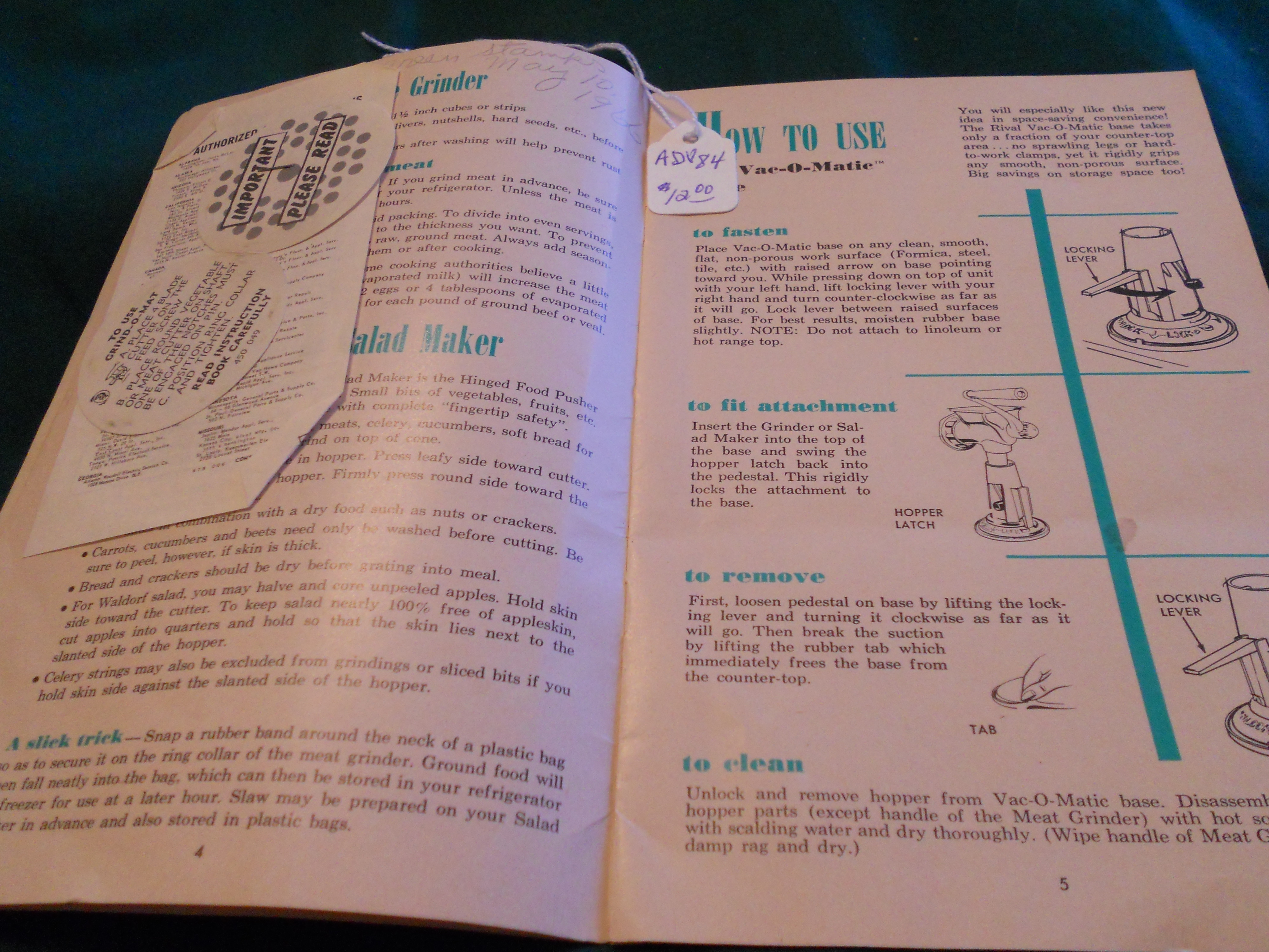 Rival Products Instructions Booklet
