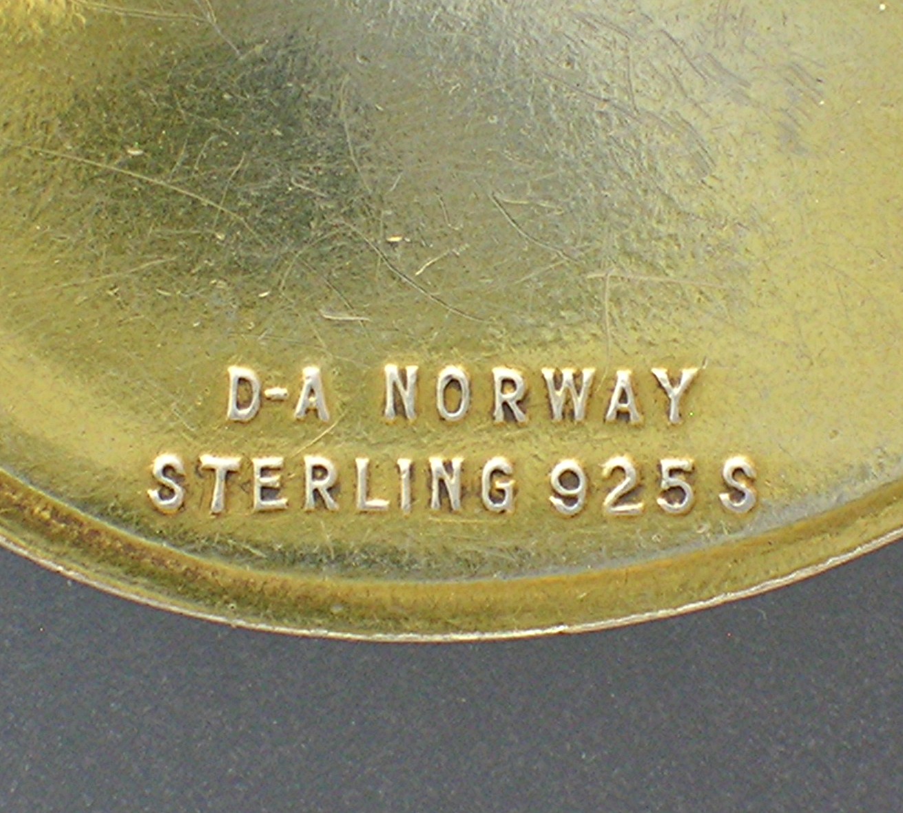 Sterling Silver Vermeil Enamel D-A Norway Fish Pin.