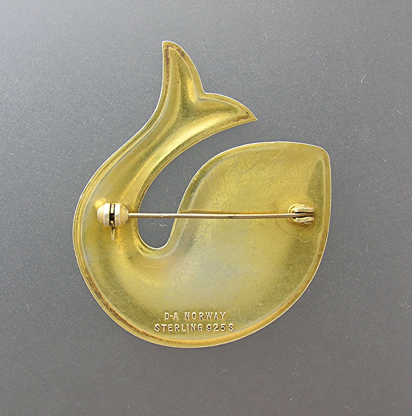 Sterling Silver Vermeil Enamel D-A Norway Fish Pin.