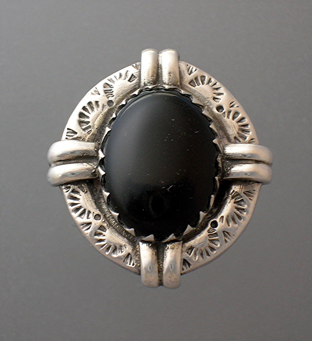Onyx Sterling Silver American Indian Ring
