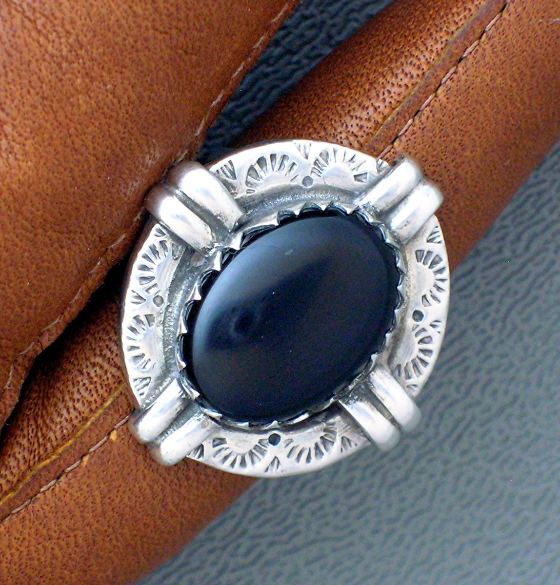 Onyx Sterling Silver American Indian Ring