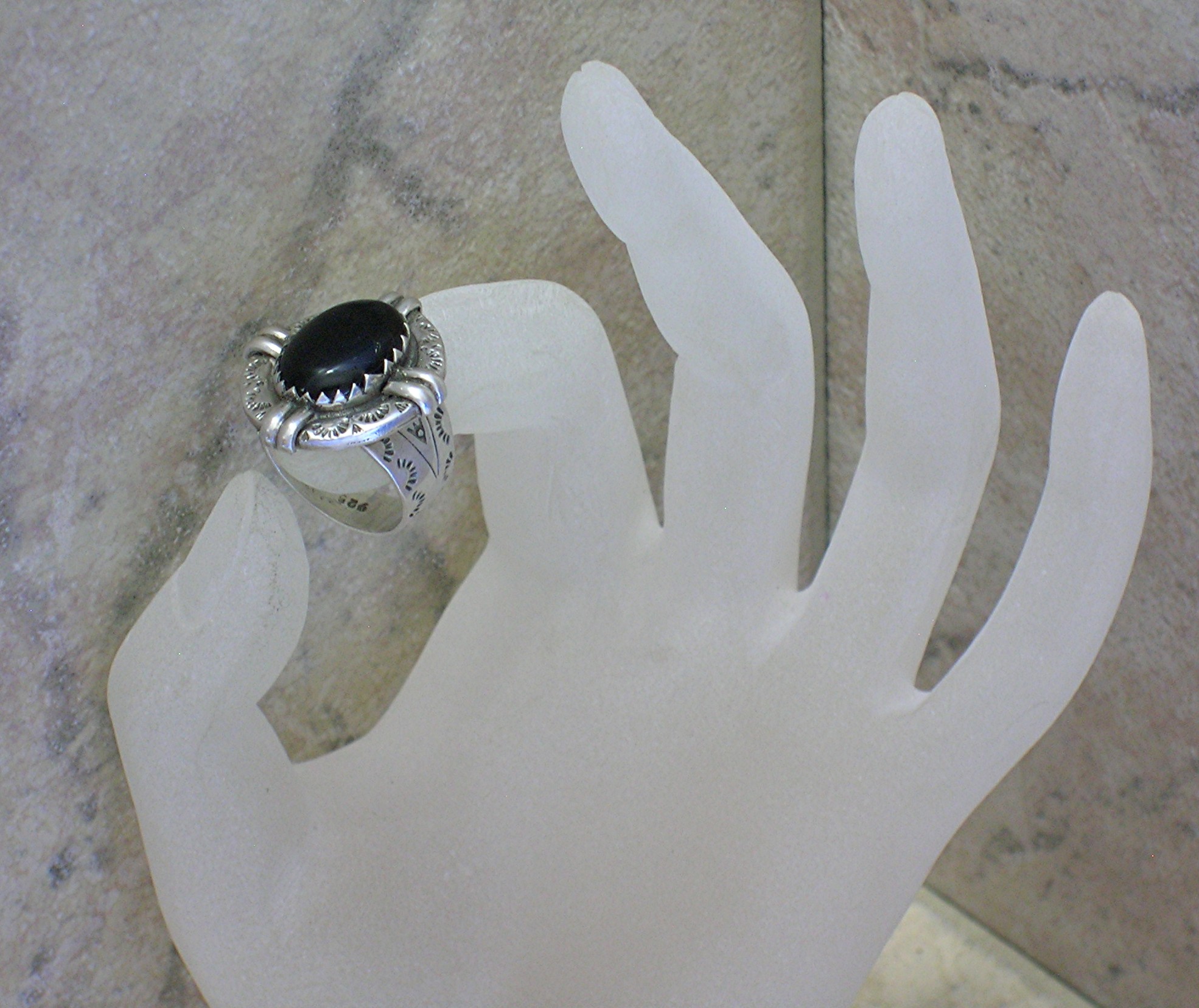 Onyx Sterling Silver American Indian Ring