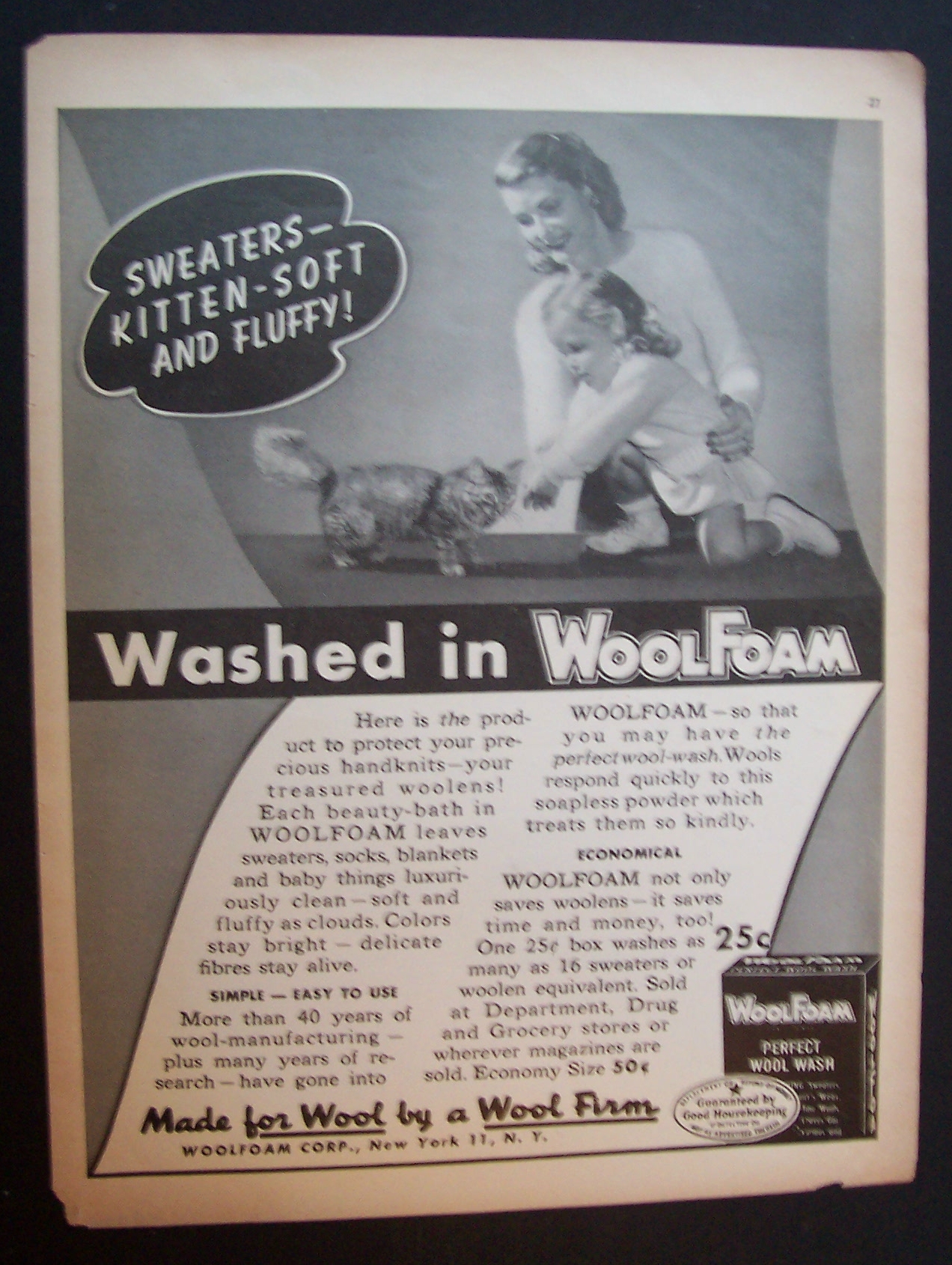 1946  Woolfoam  Perfect  Wool  Wash