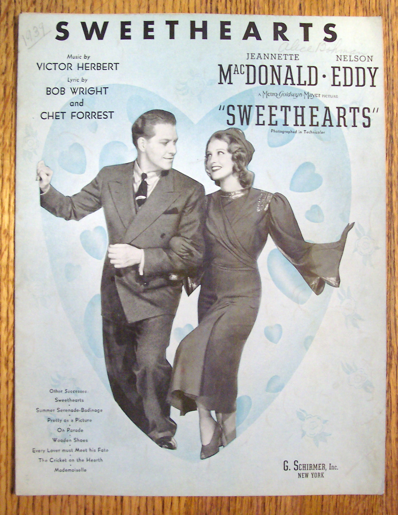 Sheet Music For 1938 Sweethearts