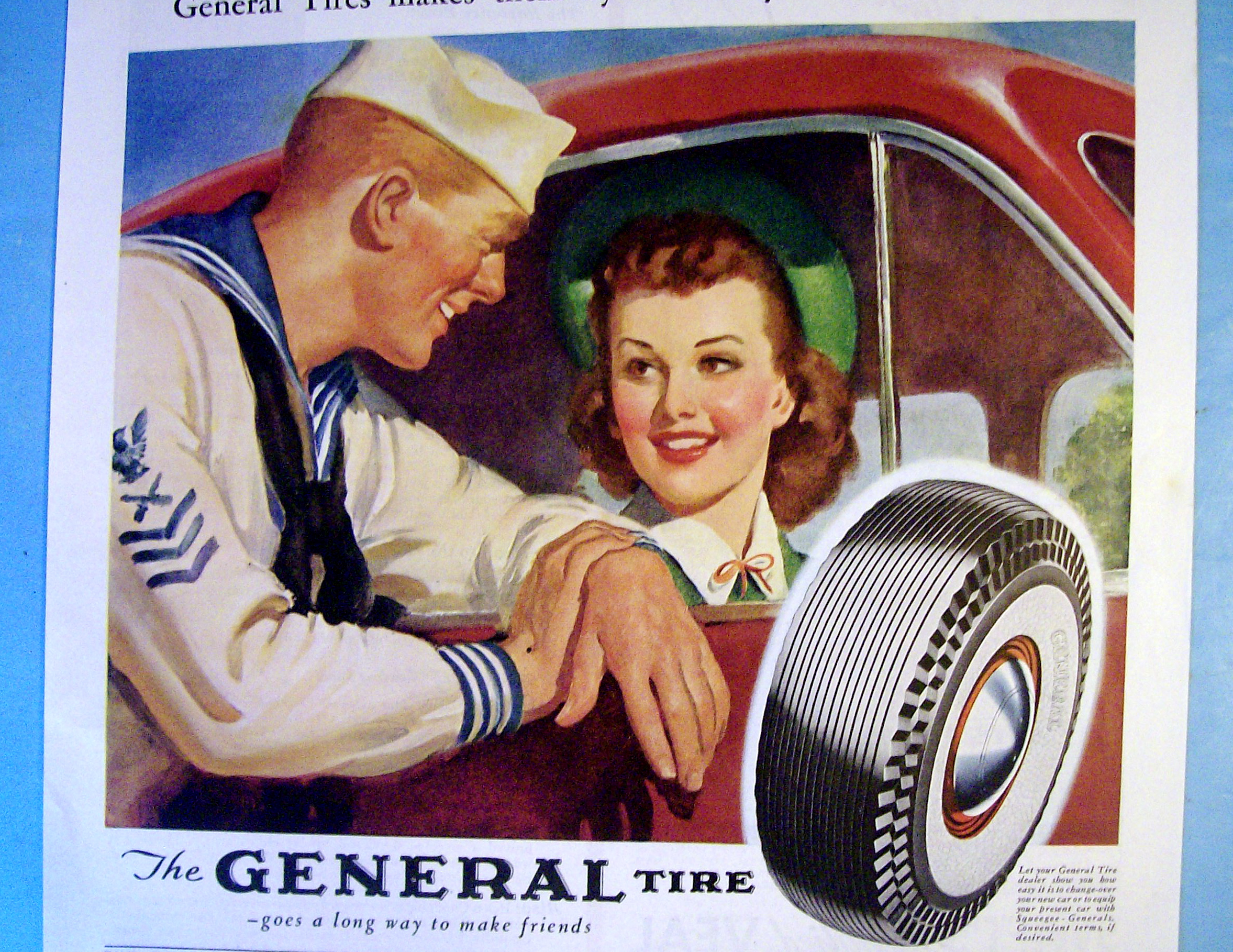 1941 General Tire with Sailor Talking to Woman