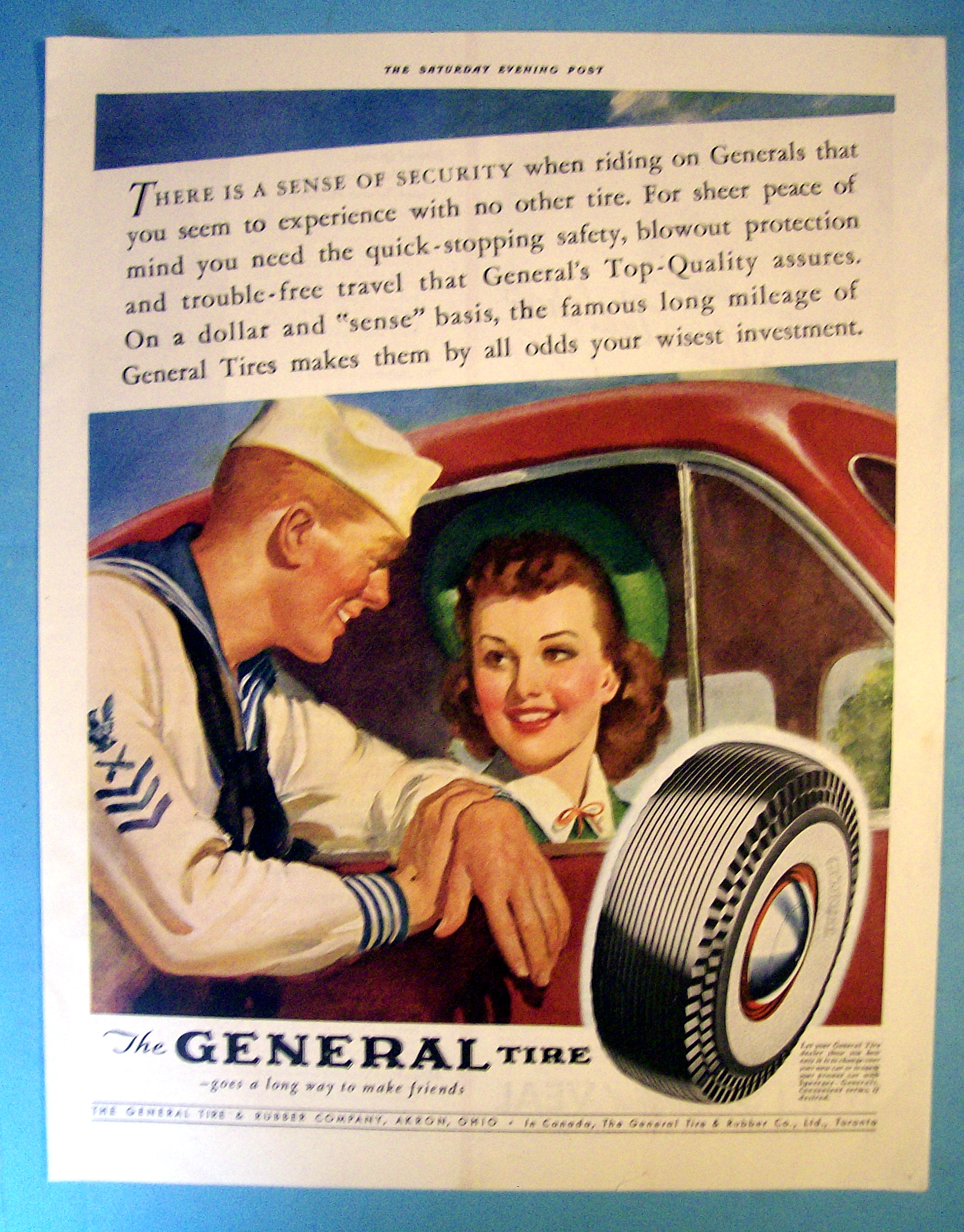 1941 General Tire with Sailor Talking to Woman