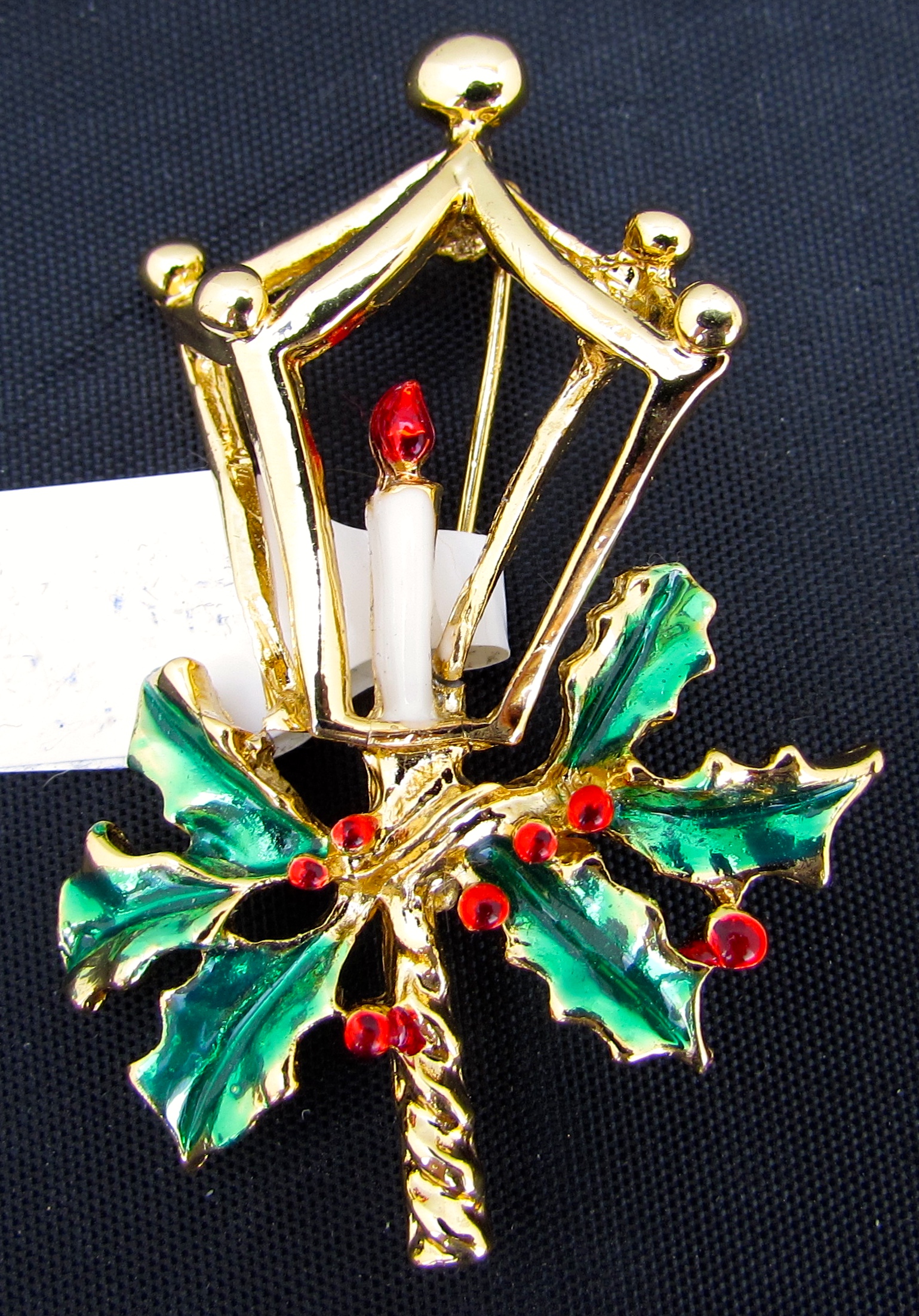 Enamel Painted Candle Lamp Post Lantern Pin