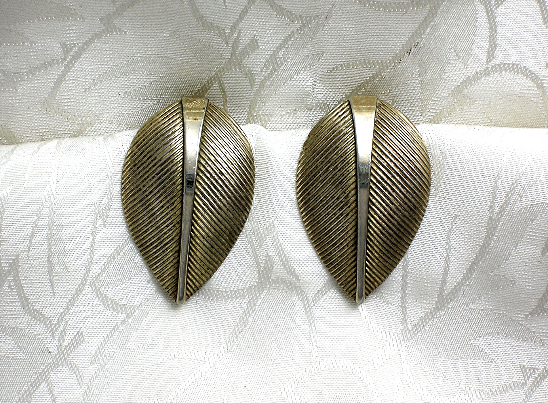 Earrings Napier Sterling Silver Gold Vermeil Leaf Clip