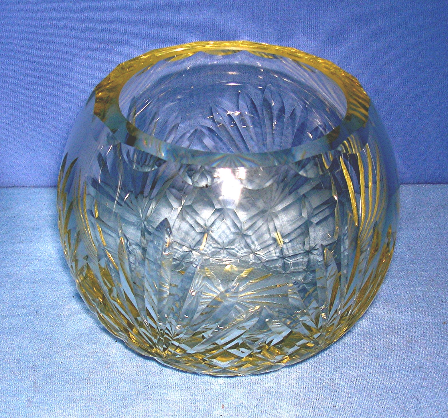 Crystal Rose Bowl Yellow Tint Glass