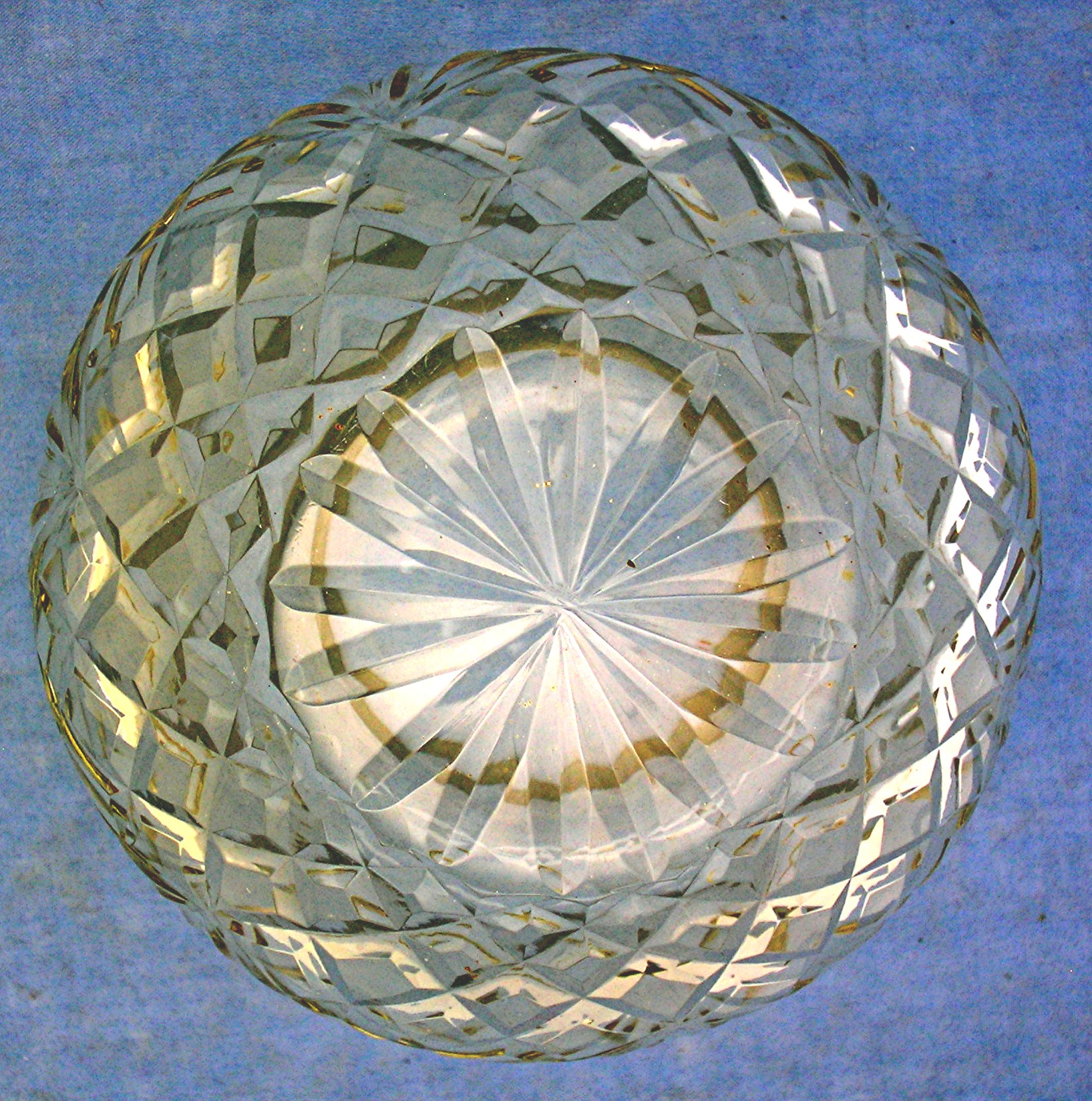 Crystal Rose Bowl Yellow Tint Glass