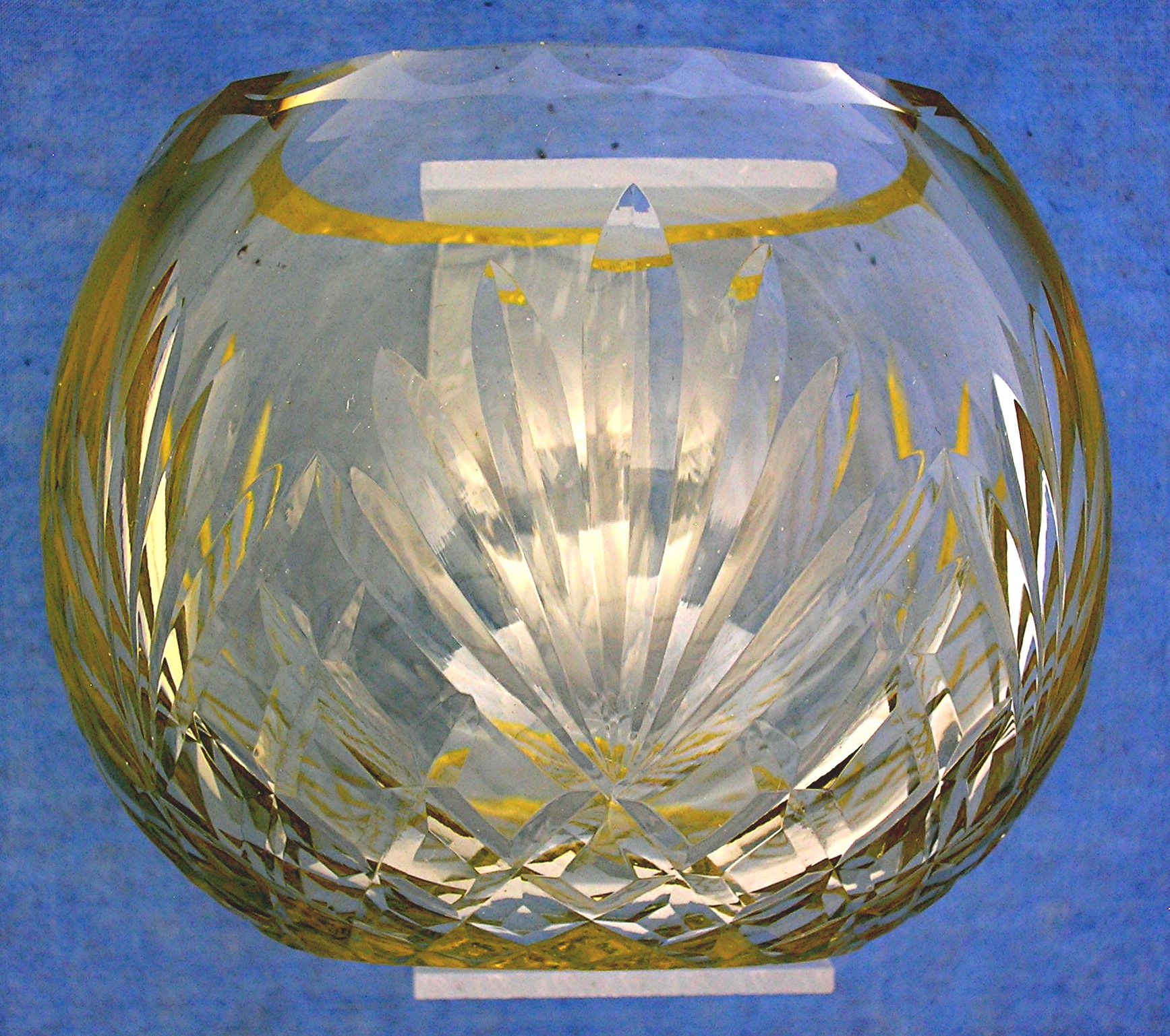 Crystal Rose Bowl Yellow Tint Glass