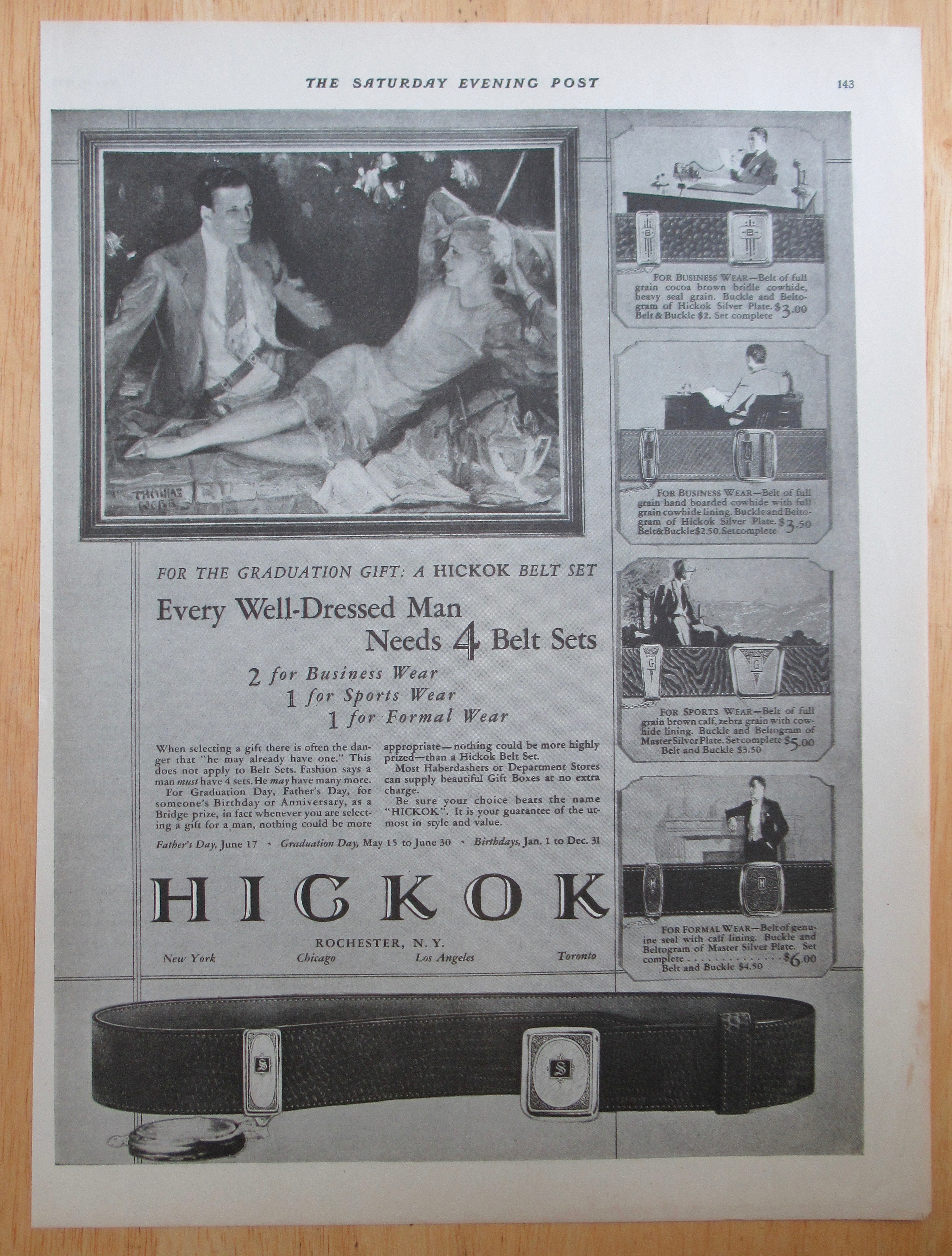 1928 Hickok Belts with Man & Woman Talking