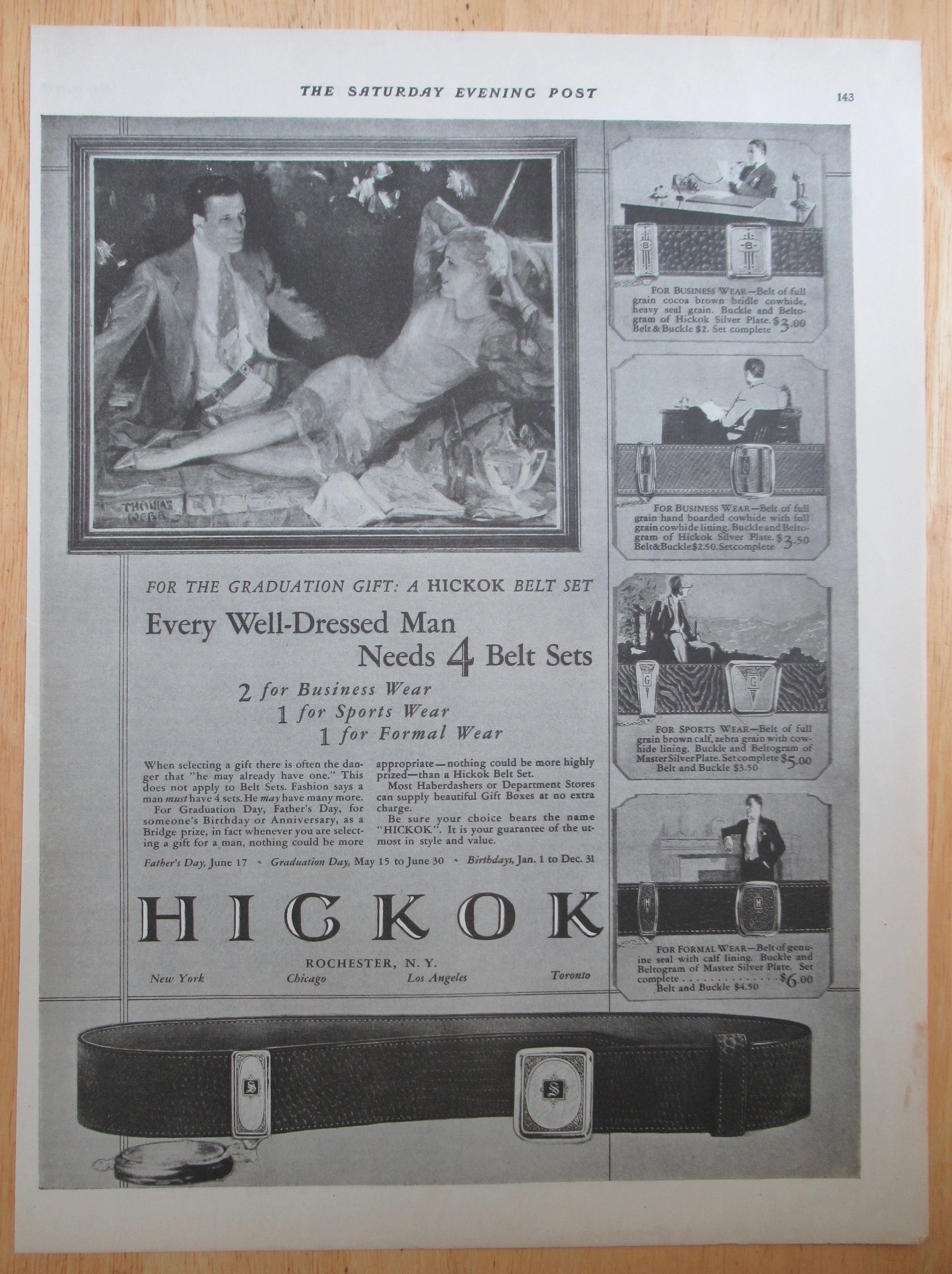 1928 Hickok Belts with Man & Woman Talking