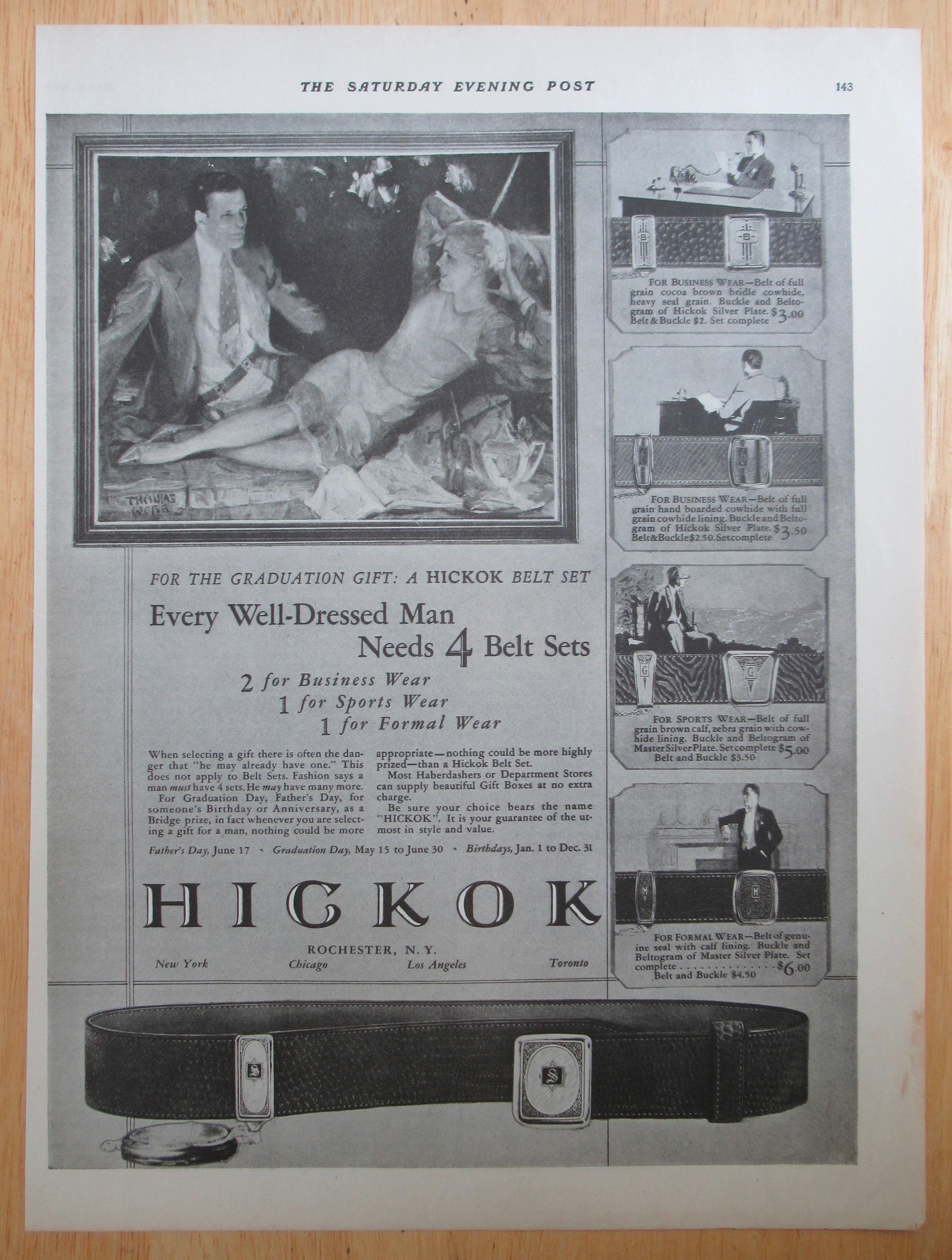1928 Hickok Belts with Man & Woman Talking