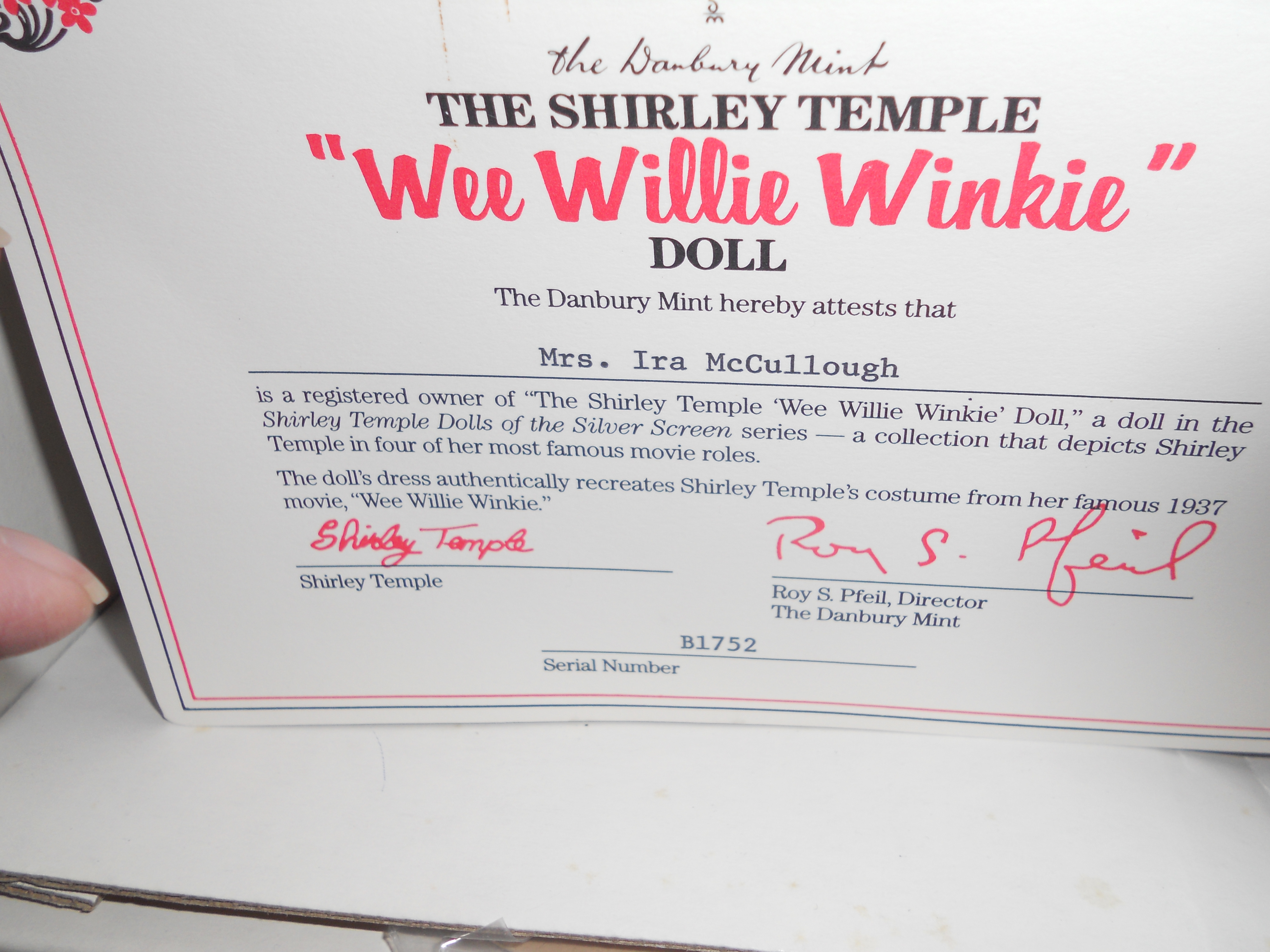 Shirley Temple Doll Wee Willie Winkie  MIB