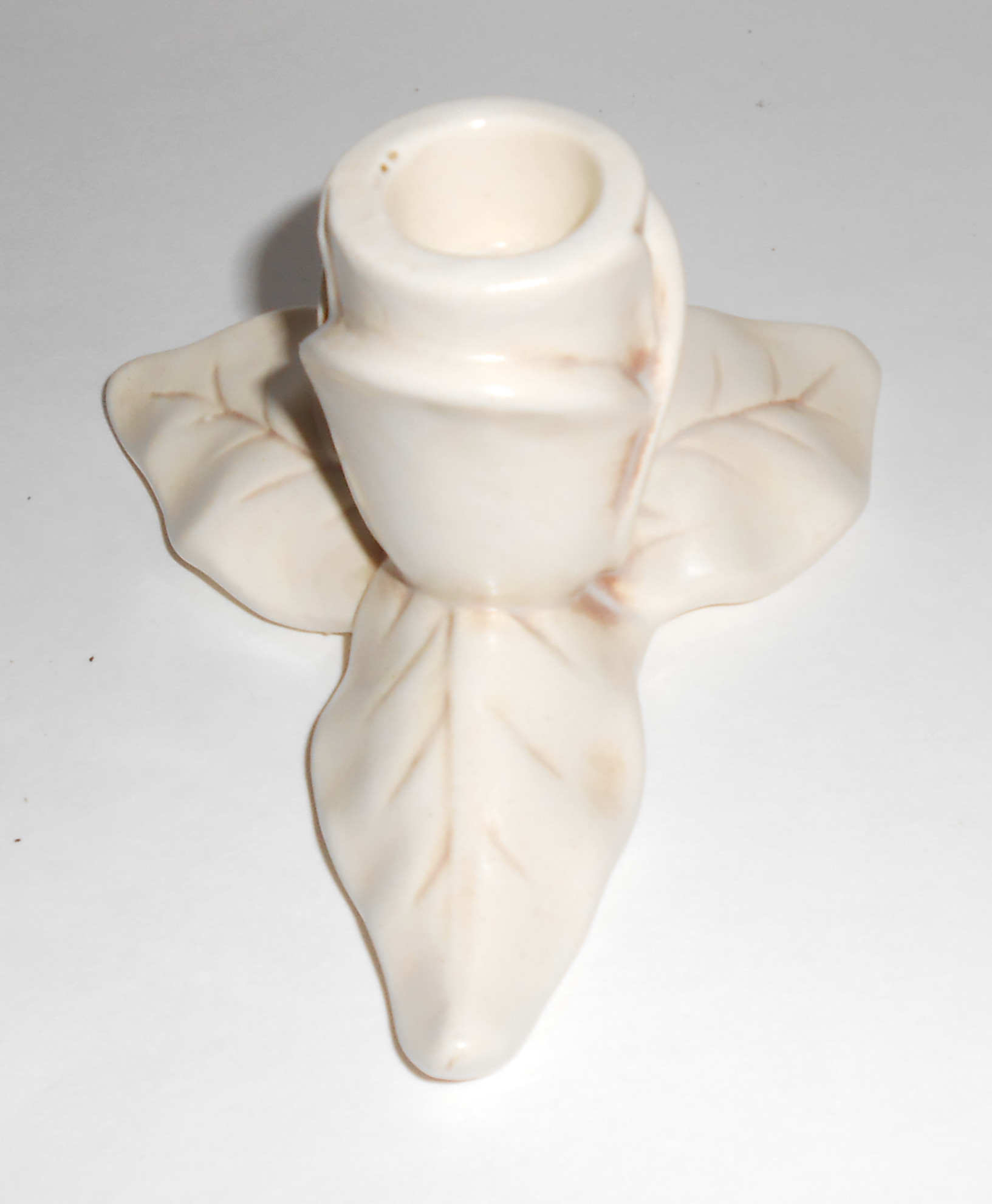 Red Wing Pottery Antique White Candlestick! MINT