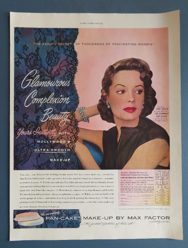 1951 Pan Cake Make Up By Max Factor with Television Star Jane Greer