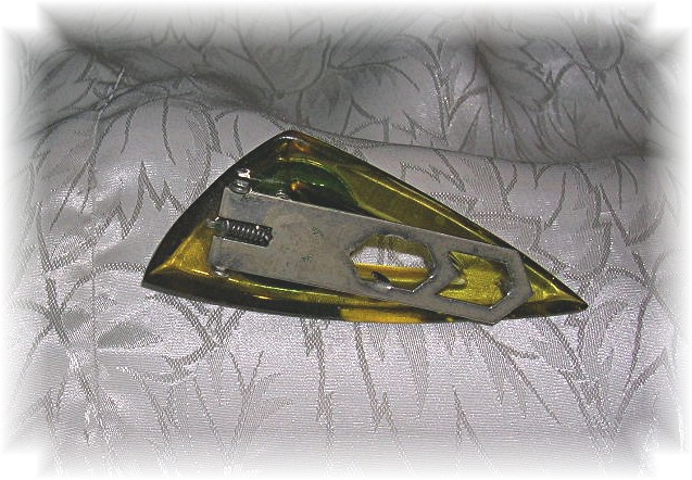 Bakelite Dress Clip Art Deco Look Silver Ball Atop