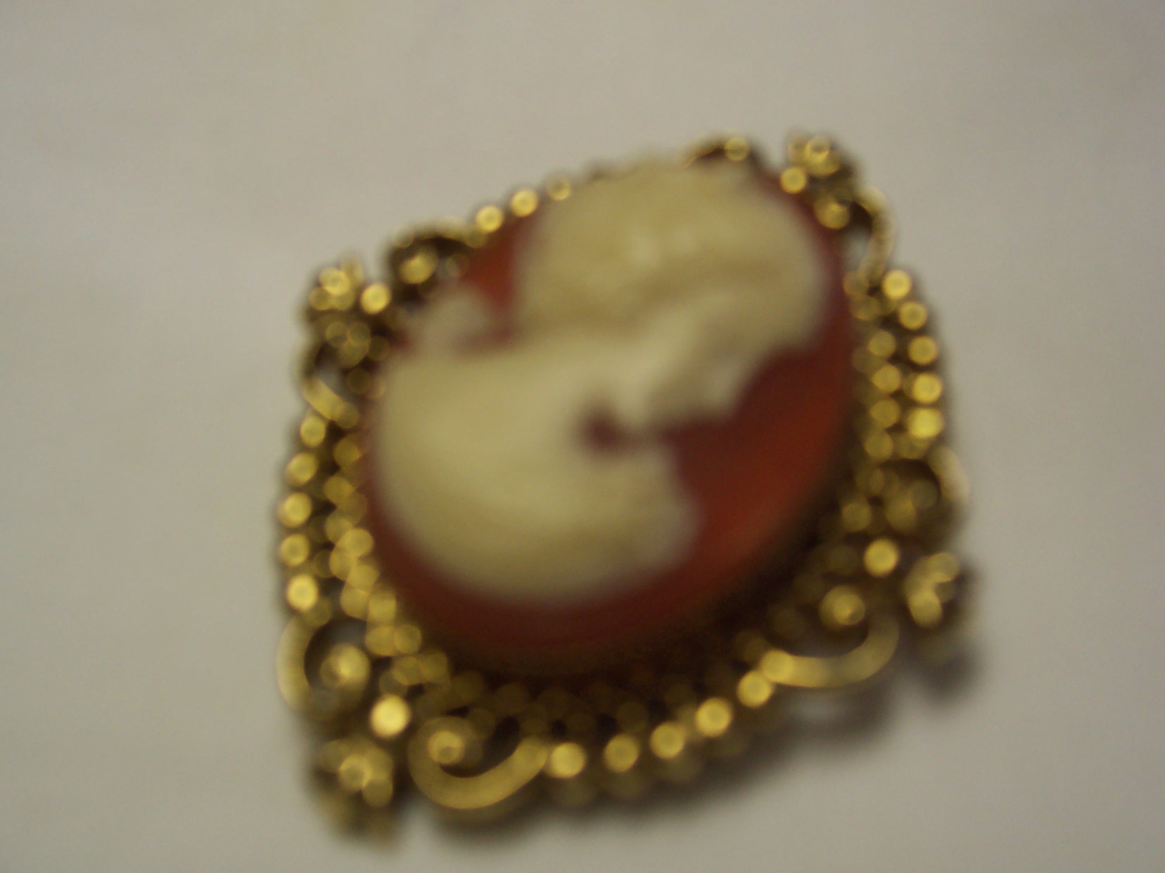 Avon Cameo Locket Perfume Pin Gold Tone