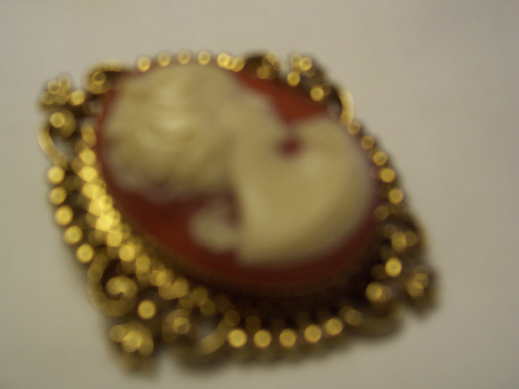 Avon Cameo Locket Perfume Pin Gold Tone