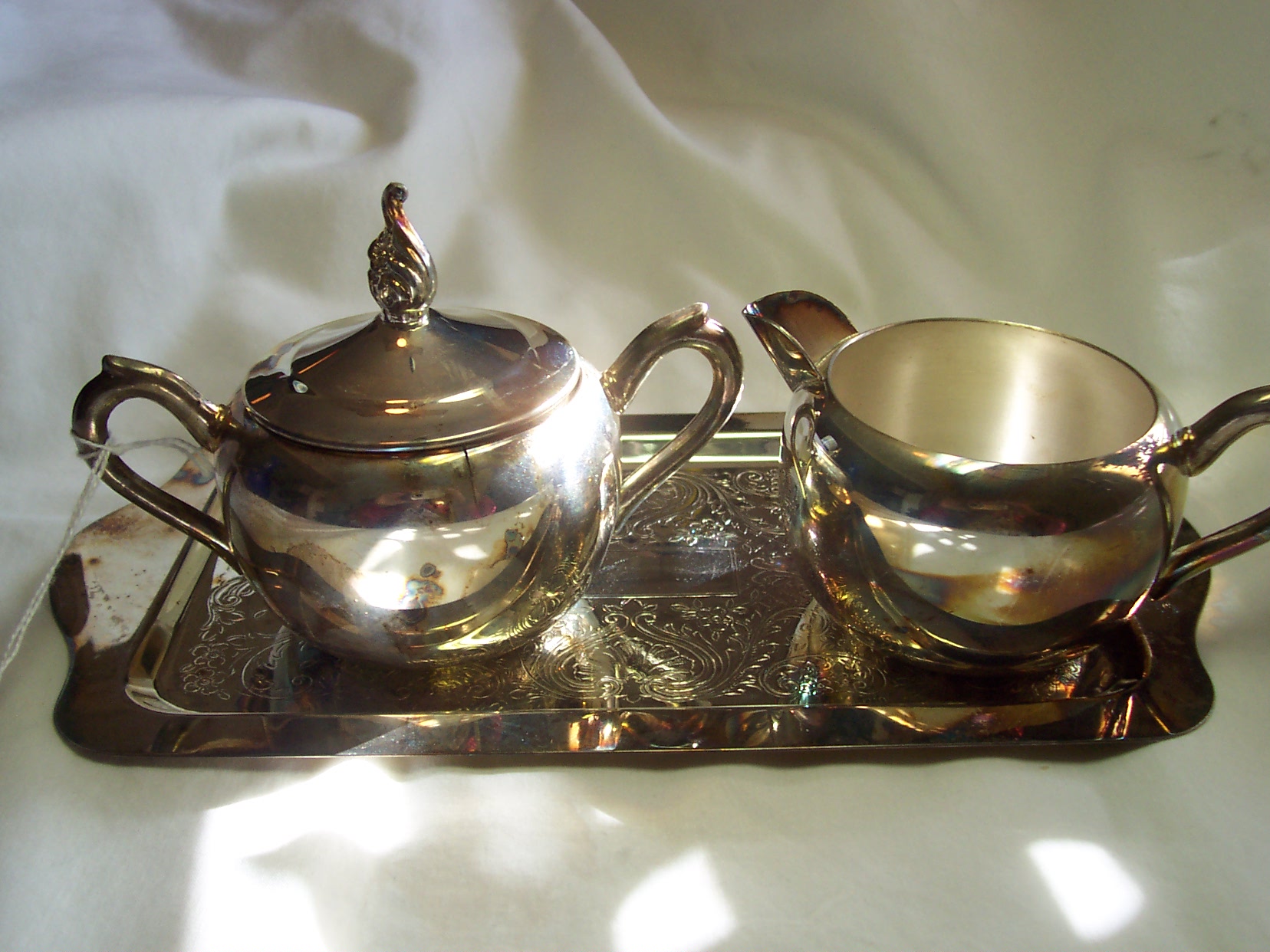 Rogers Silver Plated Creamer Sugar Tray Set