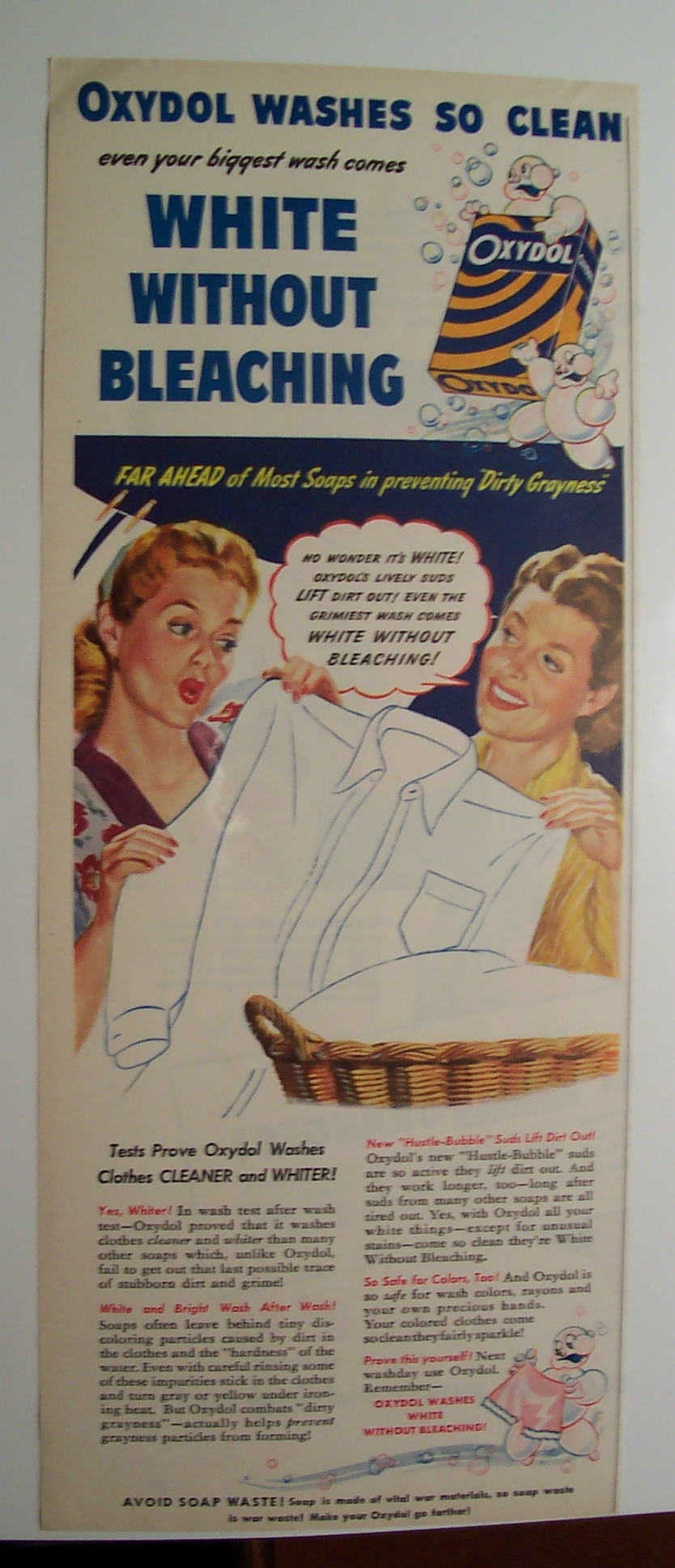 1945 Oxydol Laundry Detergent with 2 Women & Oxydol