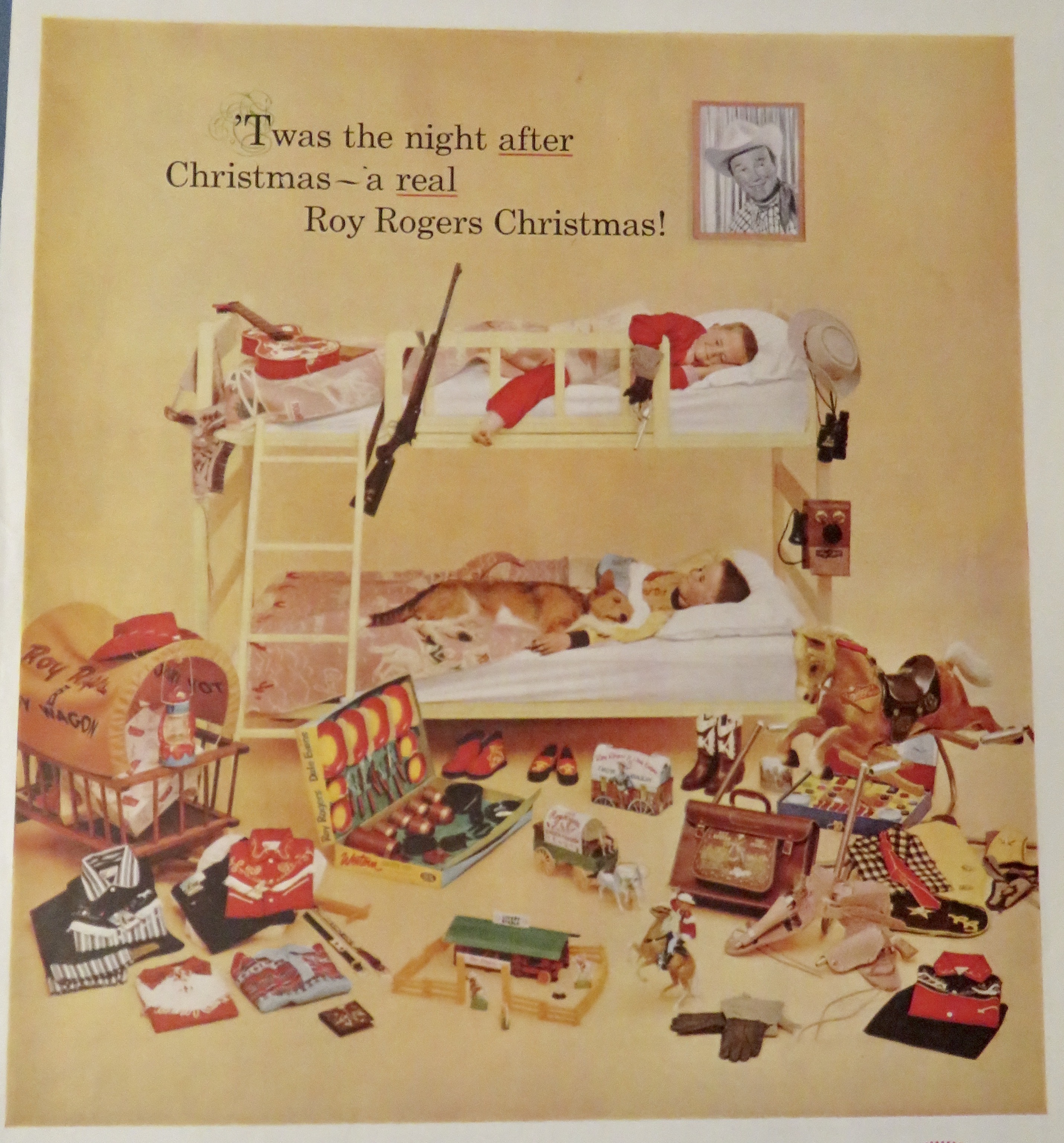 1958 Roy Rogers Toys & Togs w Two Little Boys In Bed
