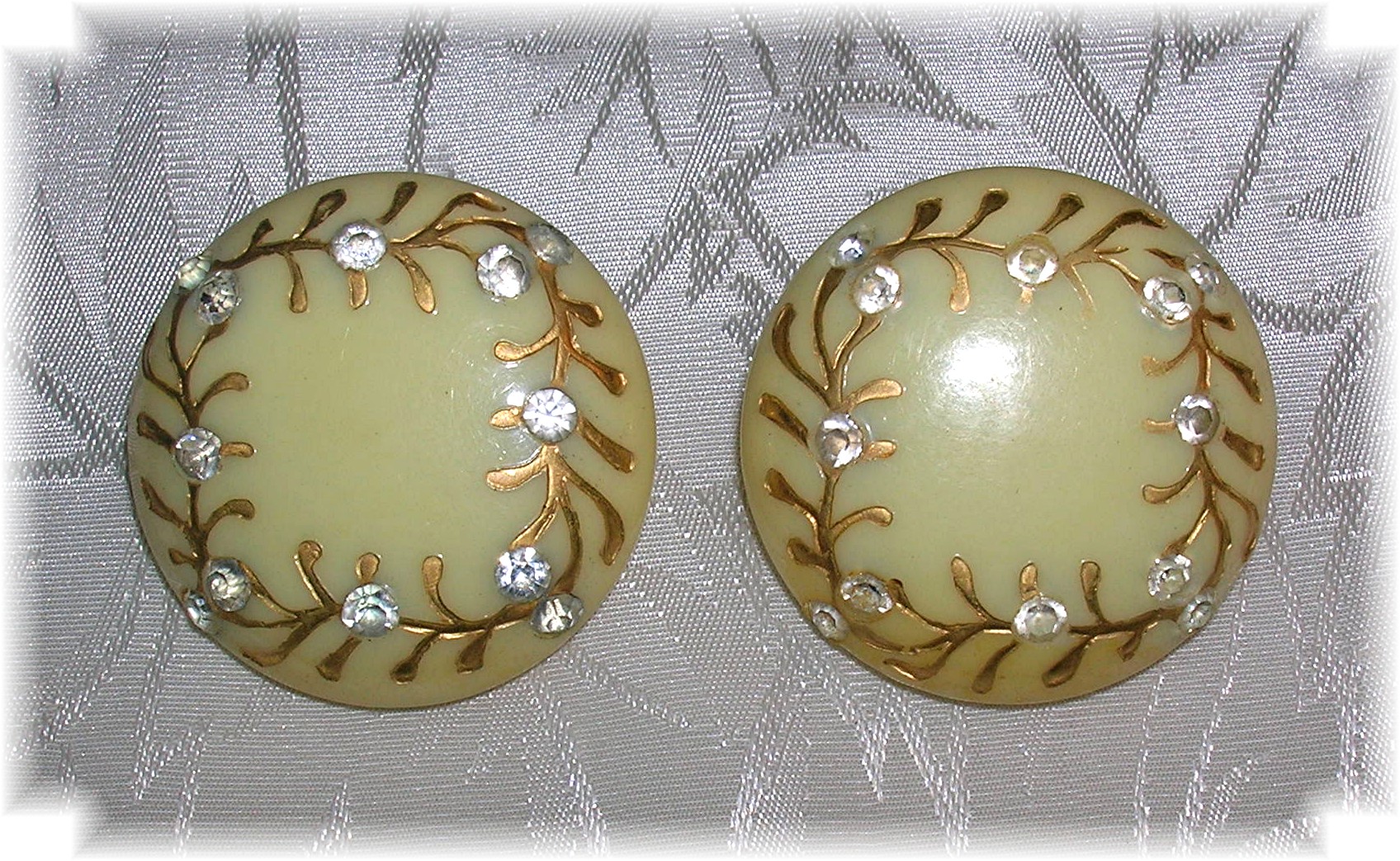 Bakelite & Rhinestone Clip Earrings