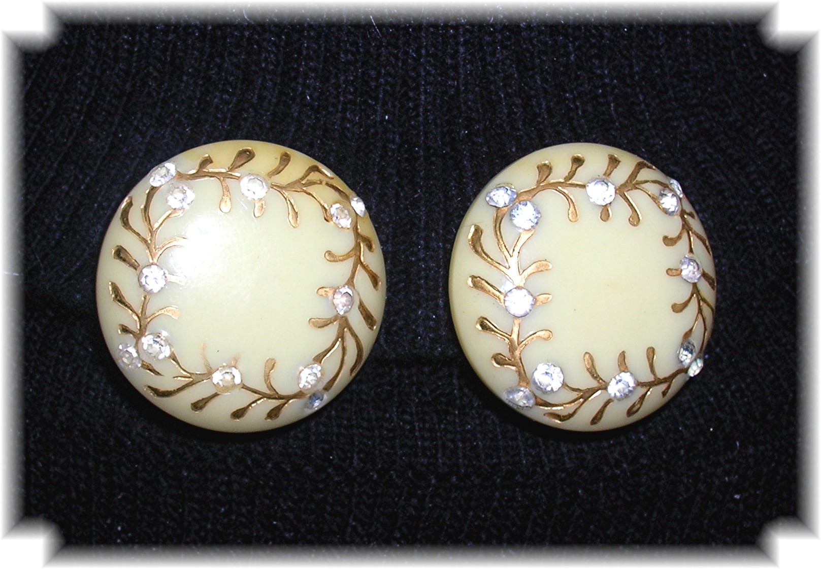 Bakelite & Rhinestone Clip Earrings