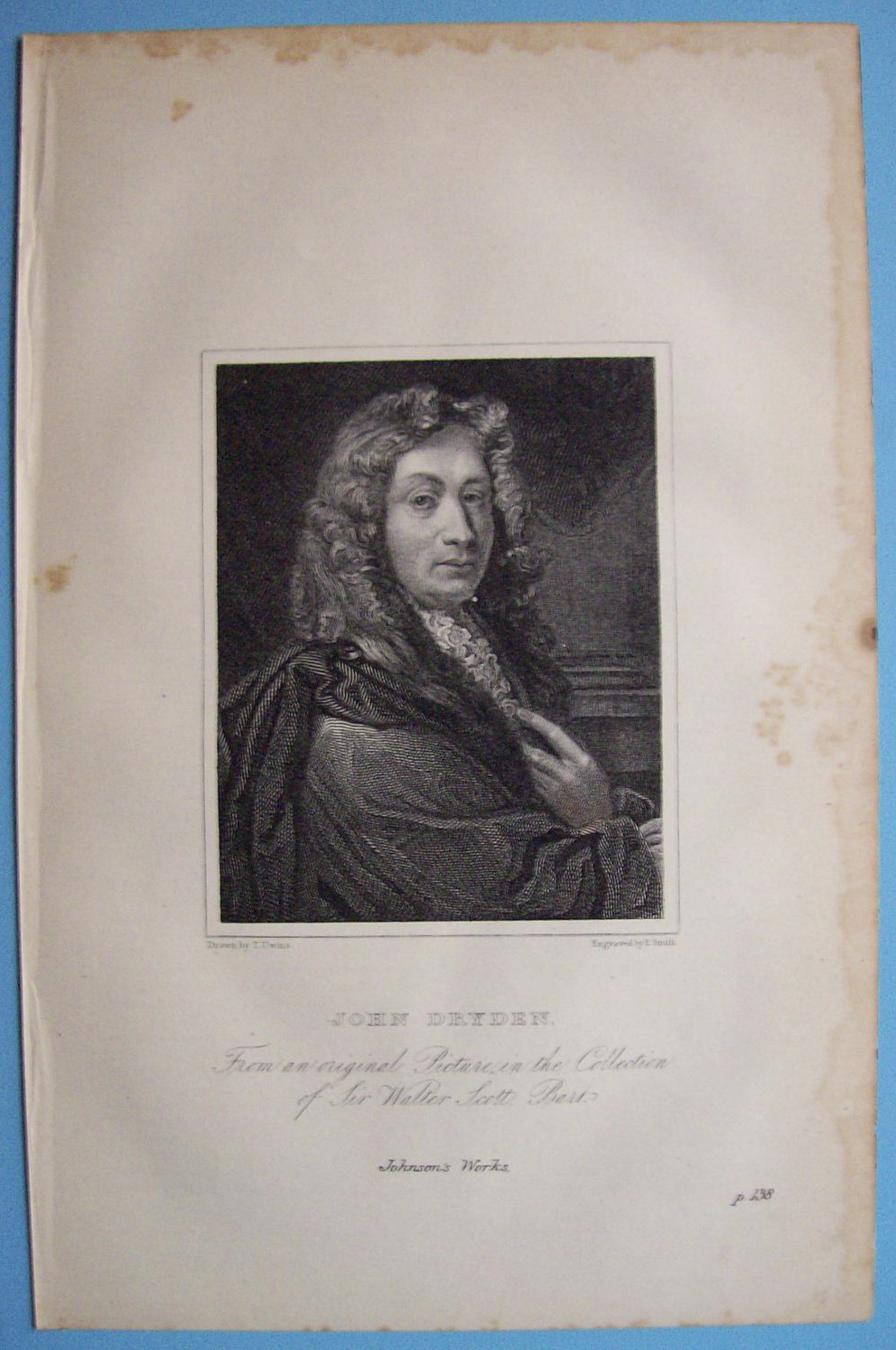 Original 1881 Engraving of John Dryden