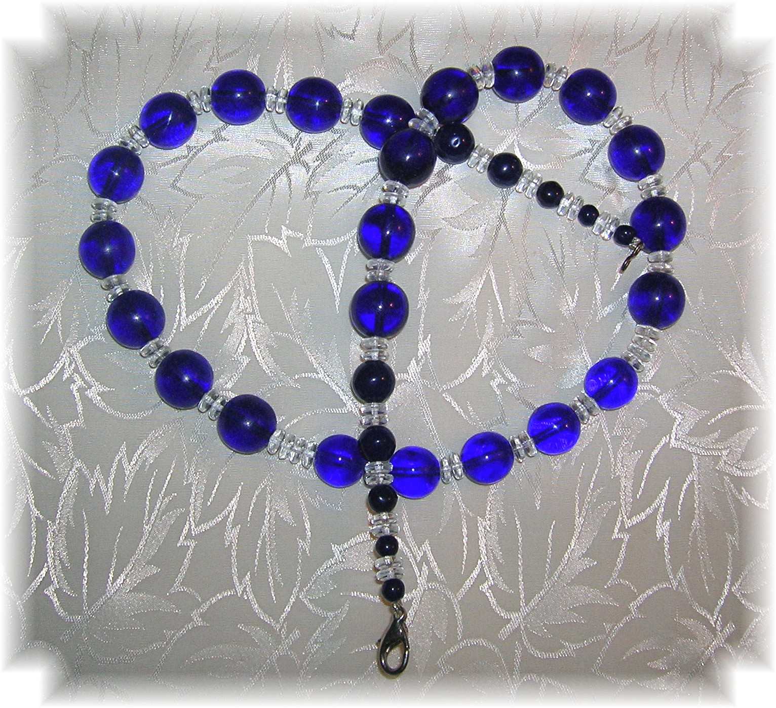 11mmCobalt Blue & Clear Crystal Bead Necklace
