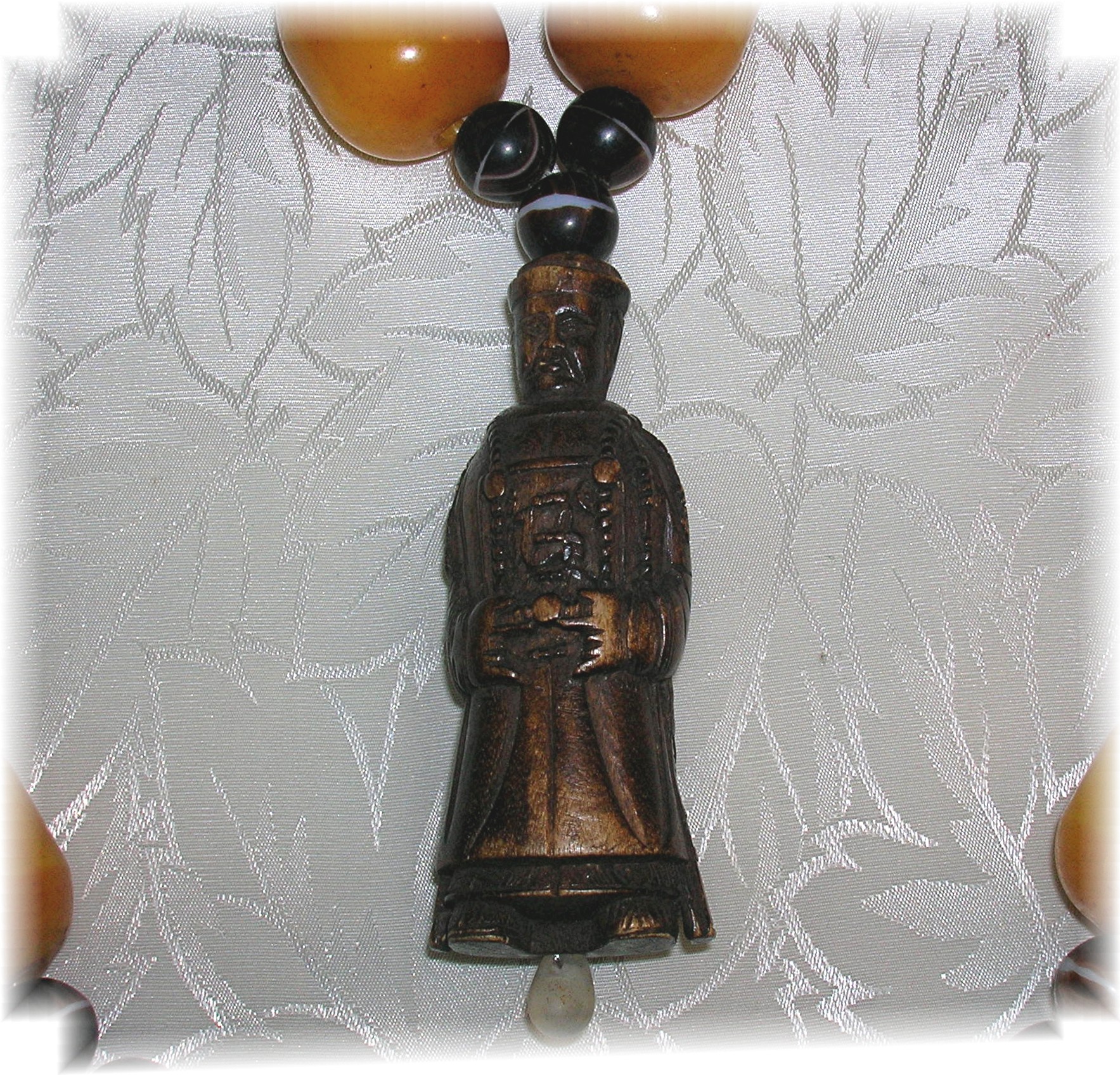 Copal Amber beads  Wood Netsuke Crystal Necklace