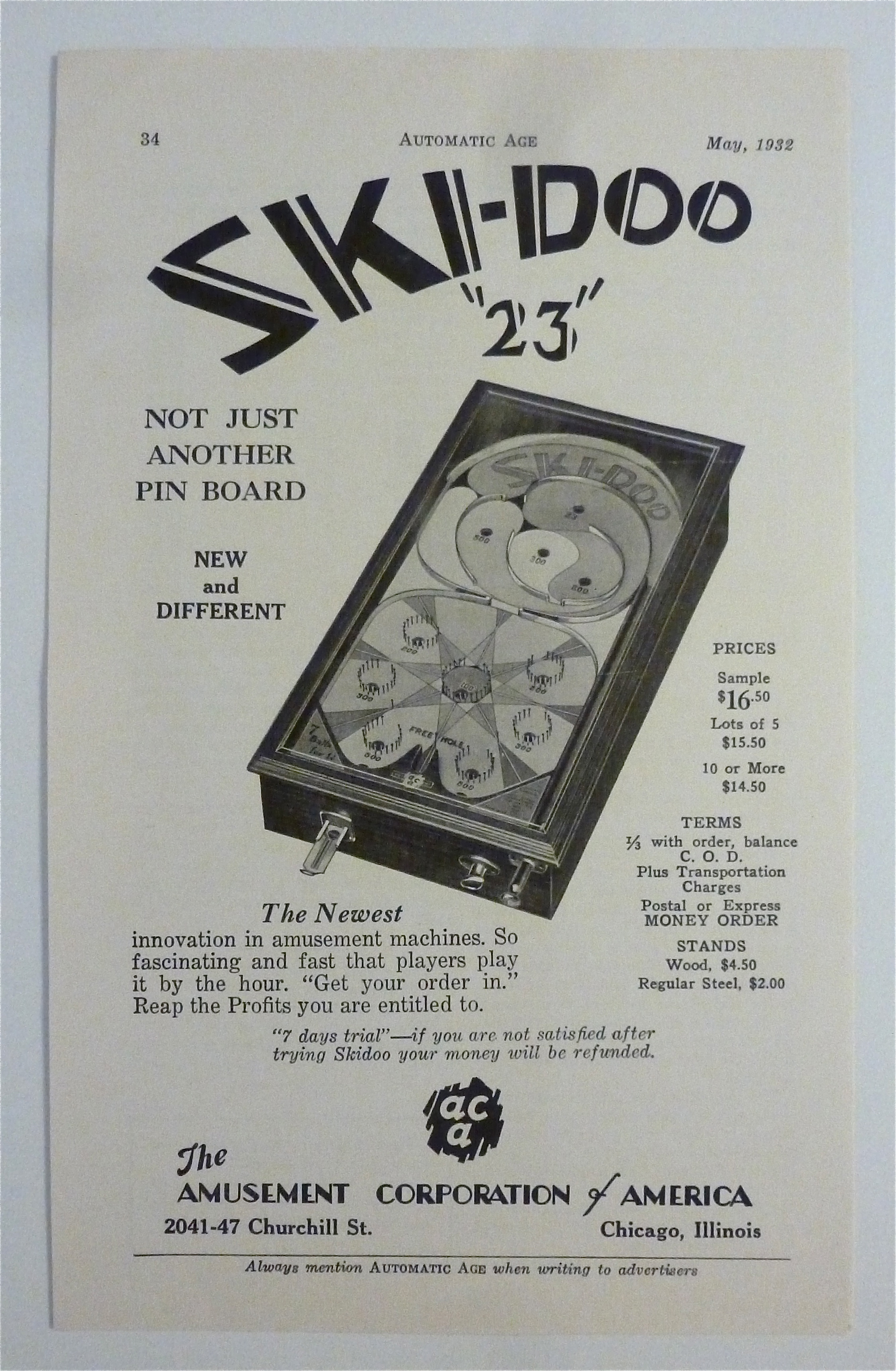 1932 Amusement Corporation with Ski-Doo Game