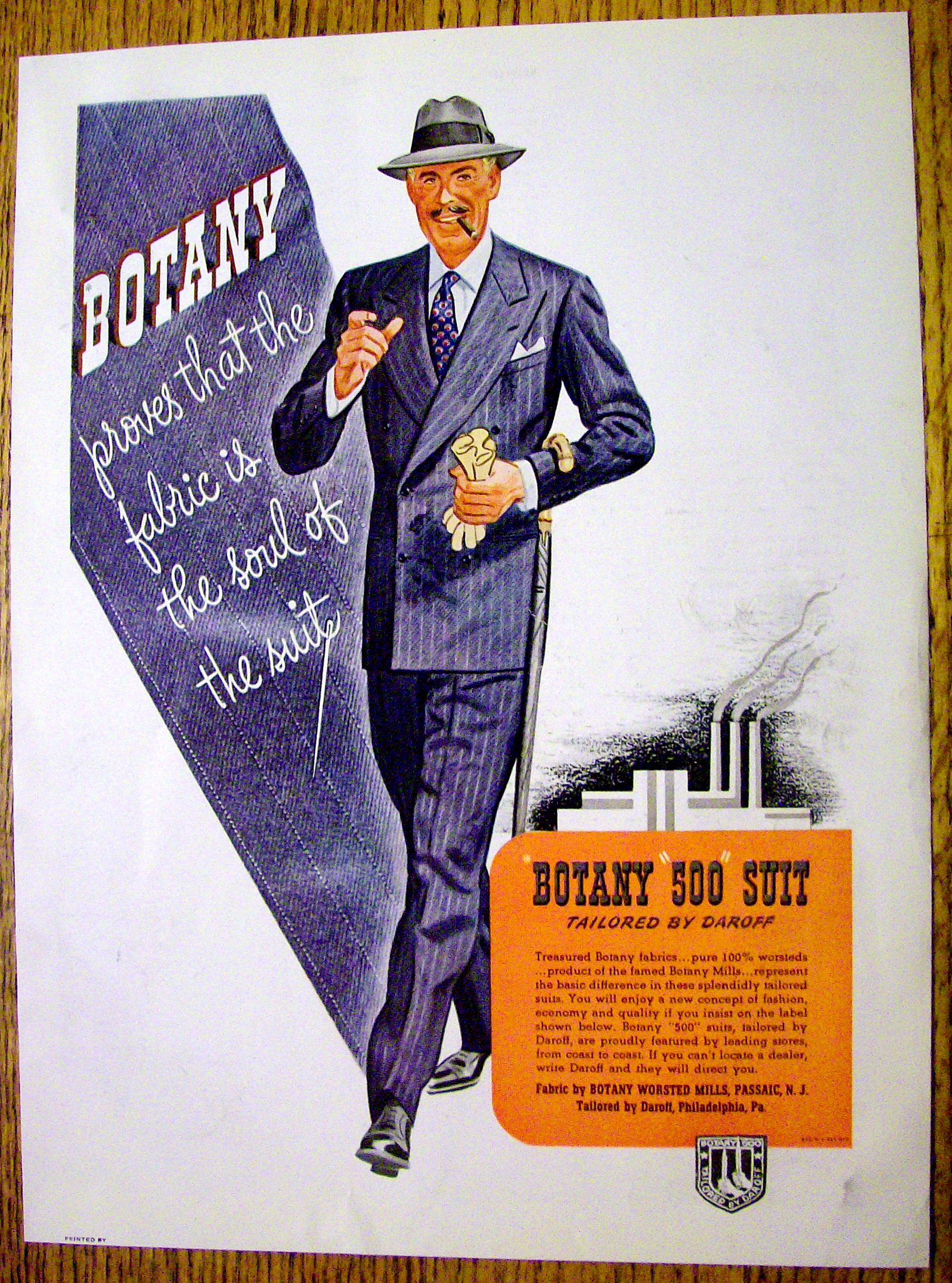 1943 Botany 500 Suit with Man Walking in the Suit