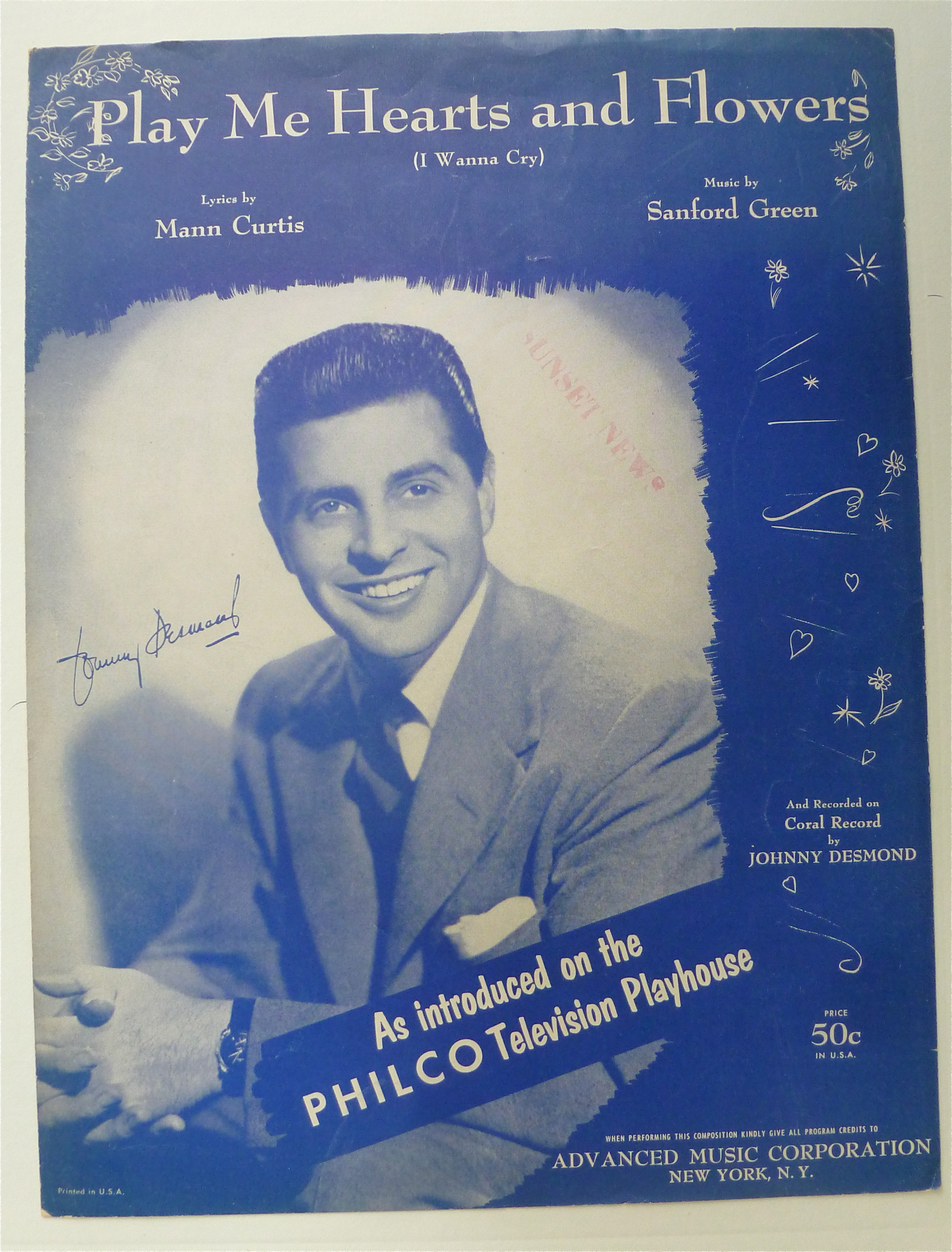 Sheet Music For 1955 Play Me Hearts And Flowers