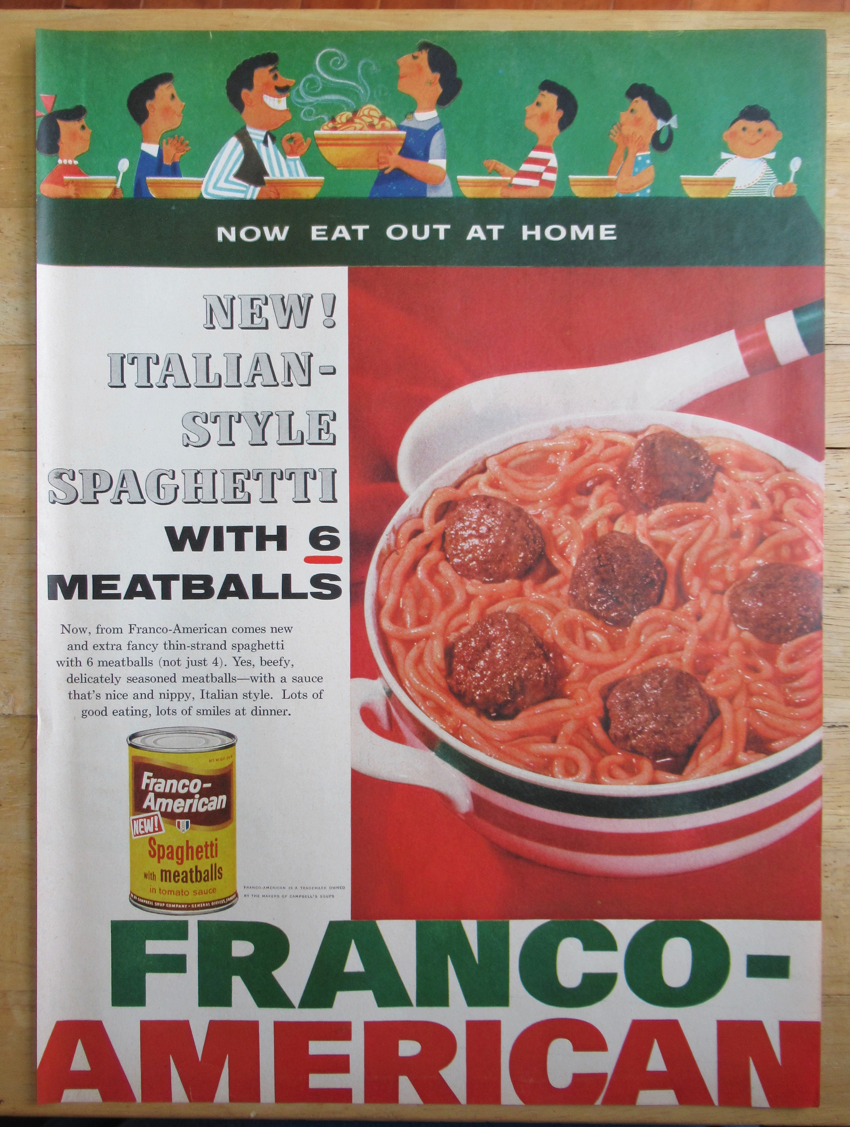 1957 Franco American Spaghetti & Meatballs with Family