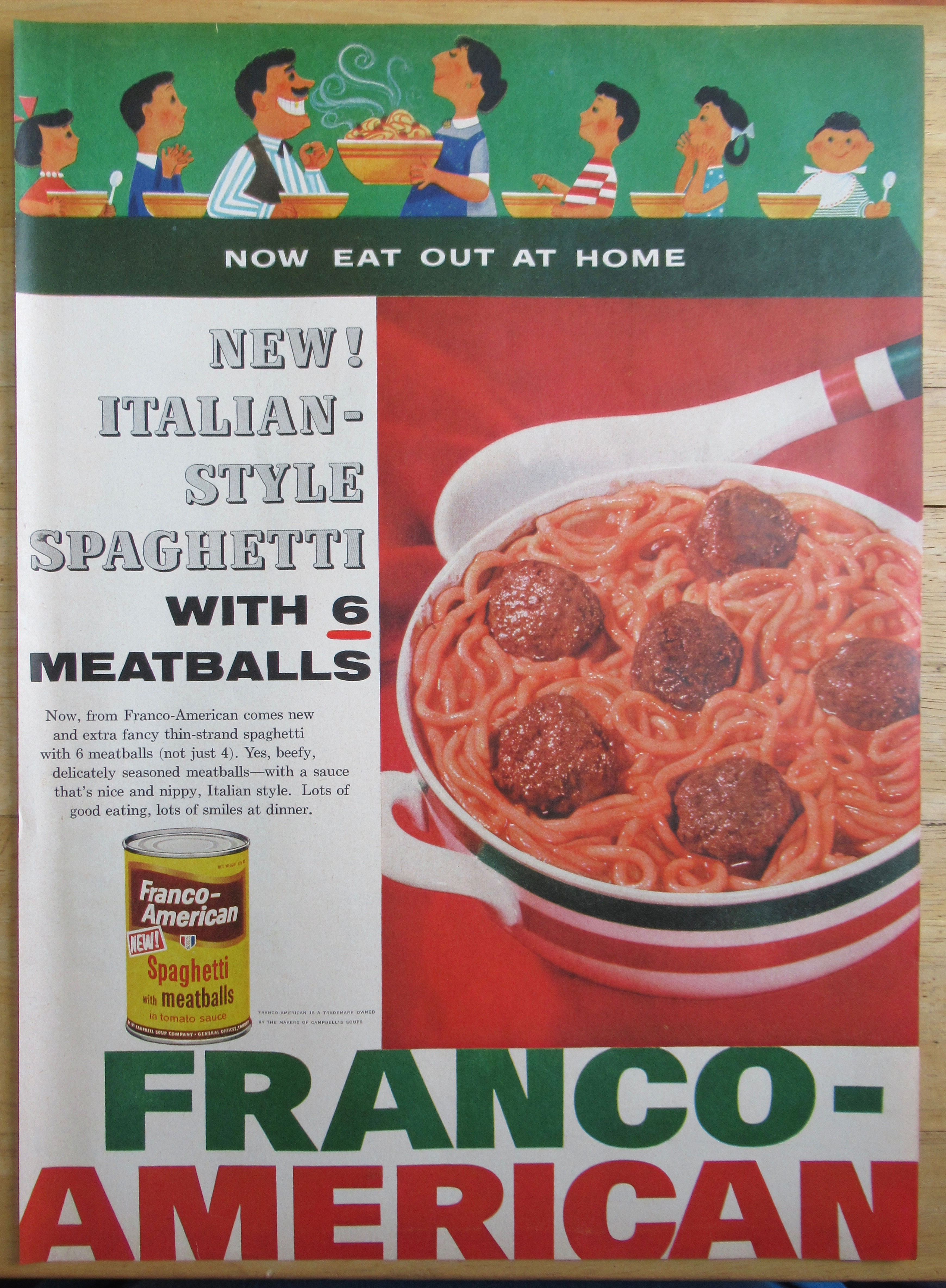 1957 Franco American Spaghetti & Meatballs with Family