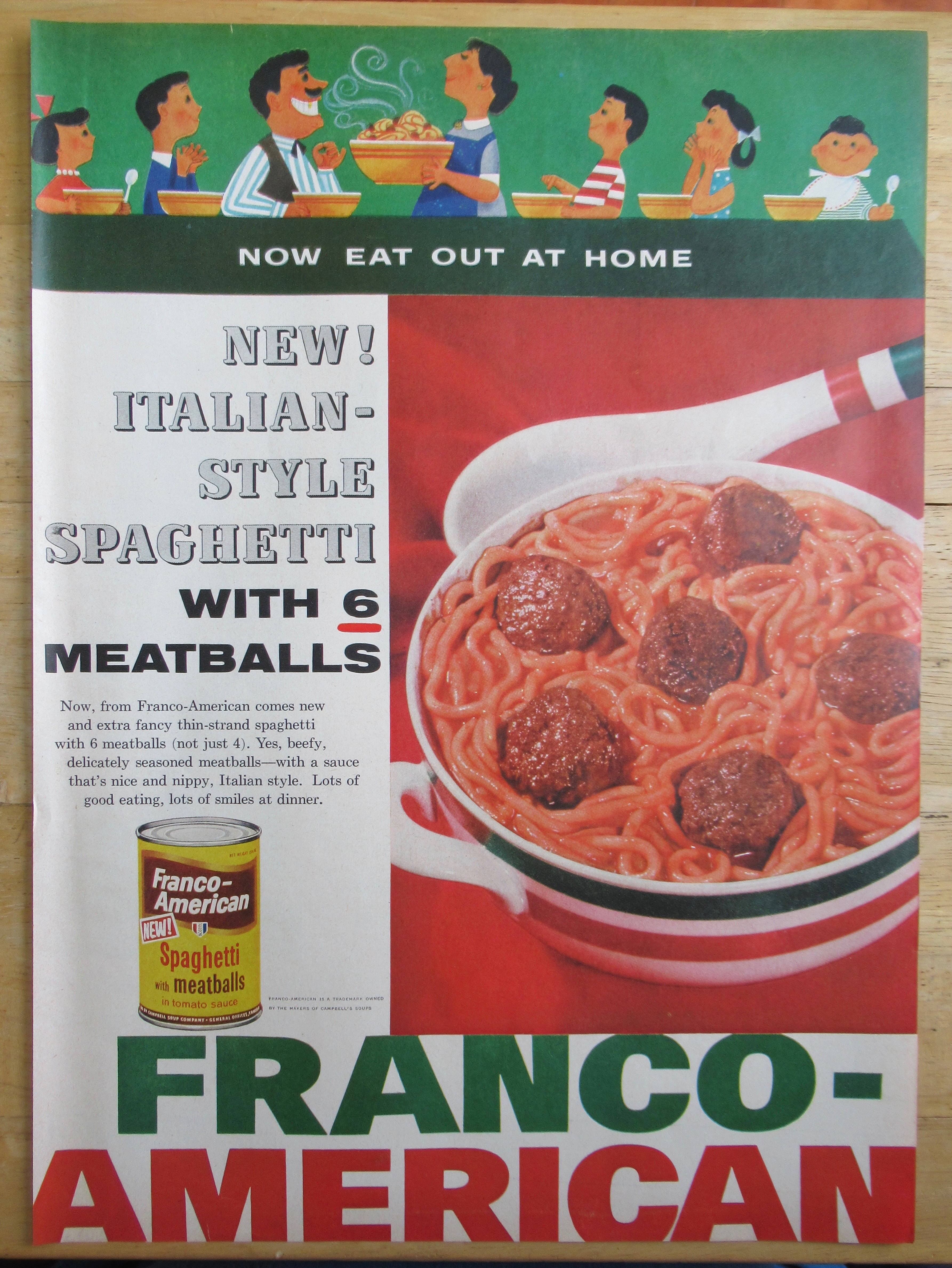 1957 Franco American Spaghetti & Meatballs with Family