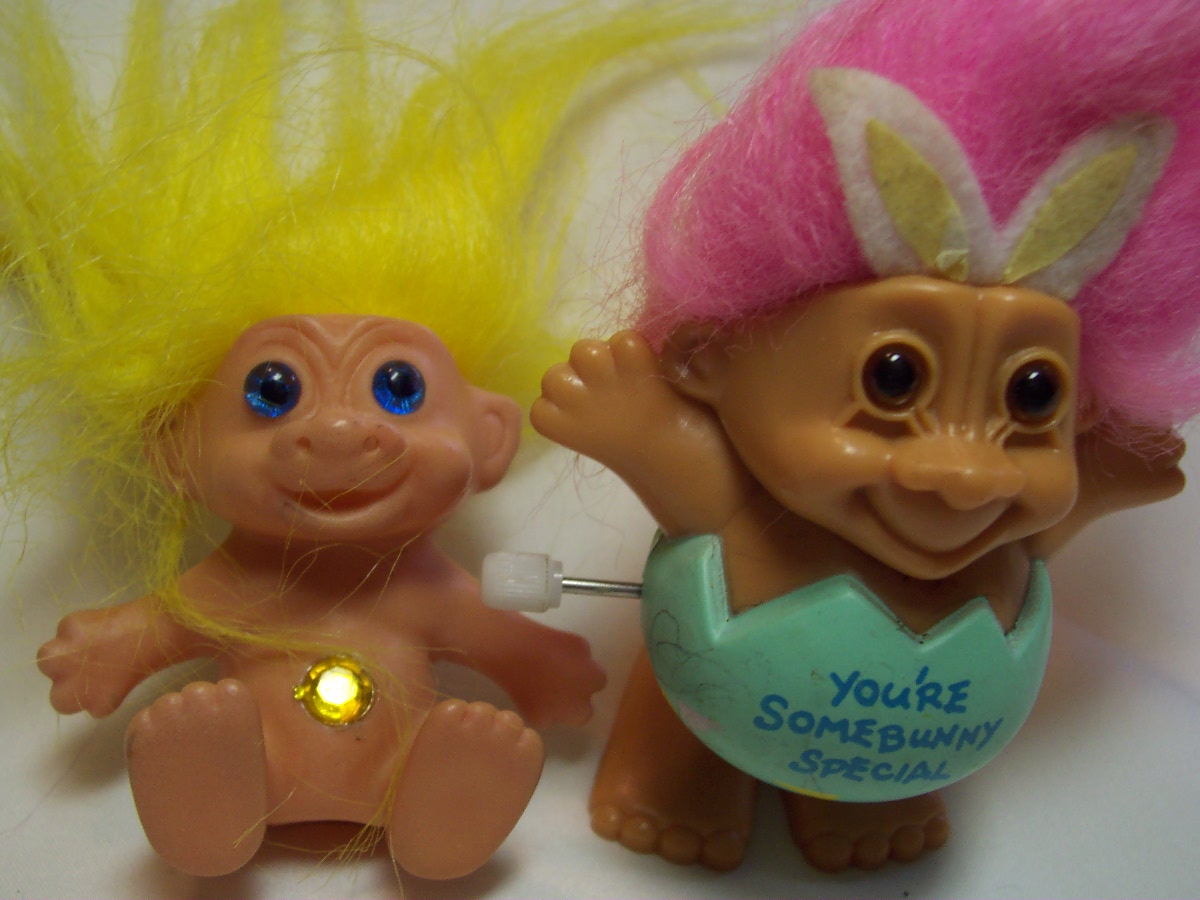 Troll Necklace and Bunny wind up Egg Troll