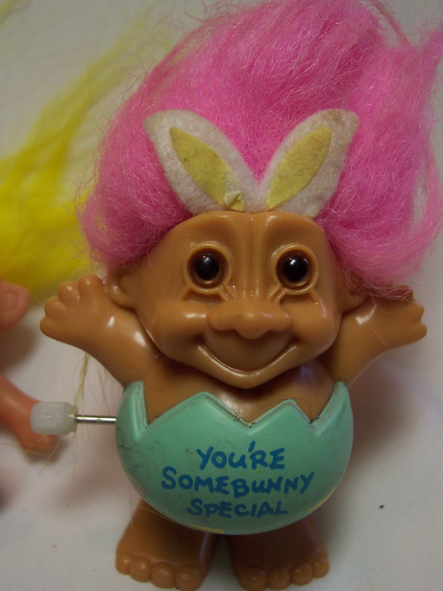 Troll Necklace and Bunny wind up Egg Troll
