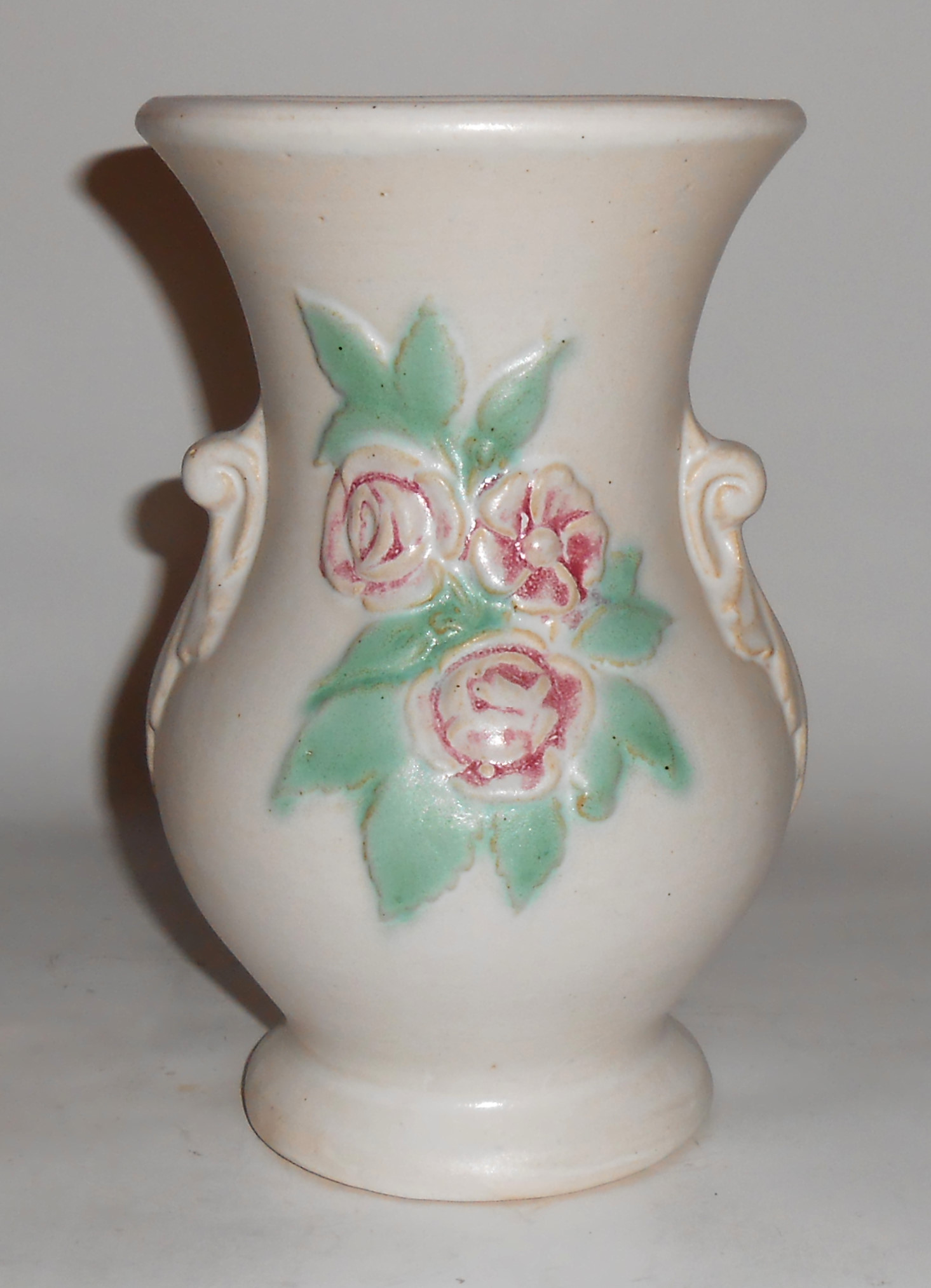 Brush McCoy Pottery 8in White W/Floral Decoration #741