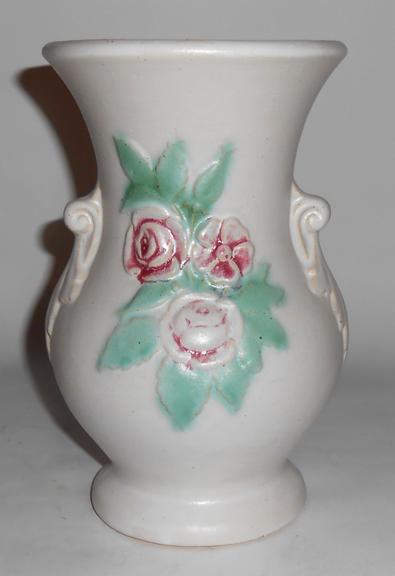 Brush McCoy Pottery 8in White W/Floral Decoration #741