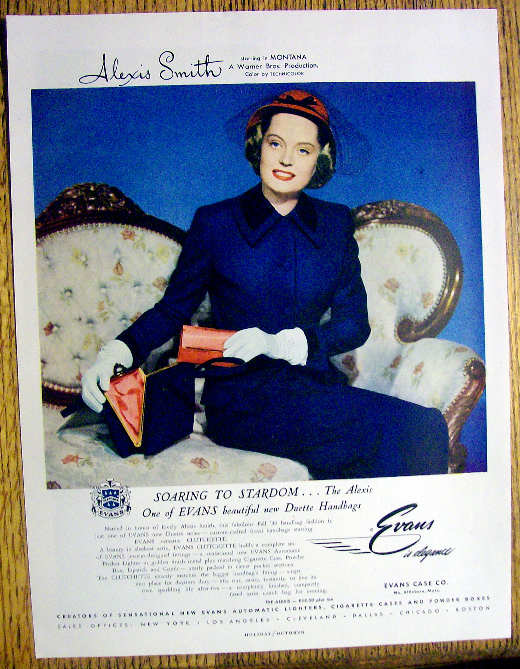 1949 Evans Hand Bags with Alexis Smith