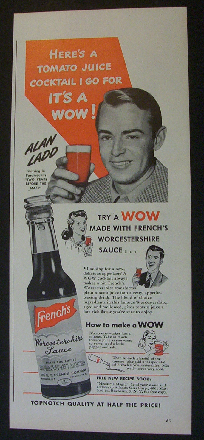 1945  French's Worcestershire Sauce w/  Alan  Ladd