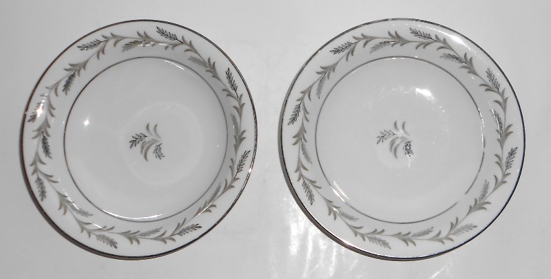 Noritake China Glendon w/Platinum 5423 Pair Soup Bowls
