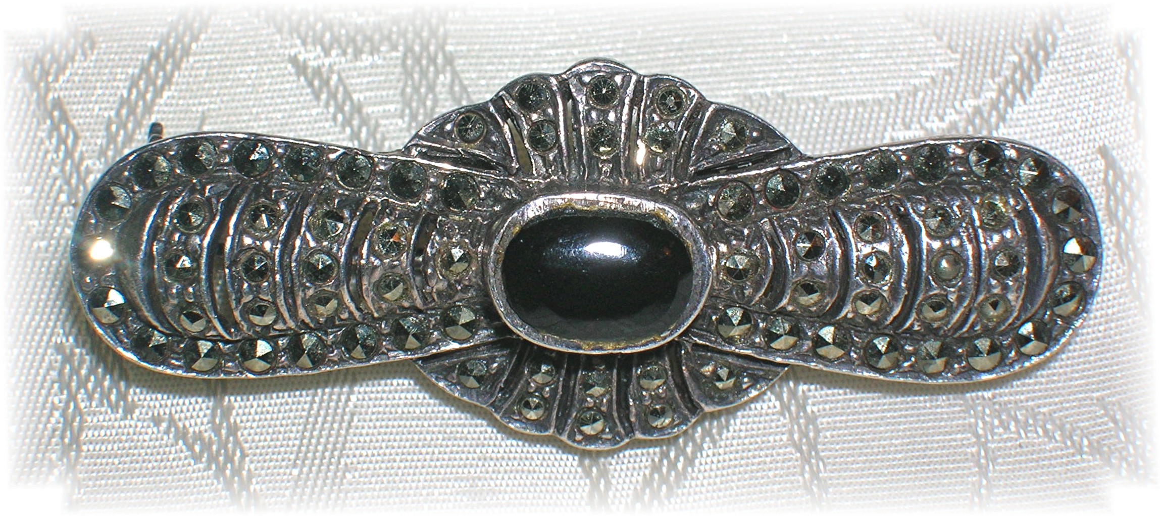 Black Onyx  & Marquisite Pin.