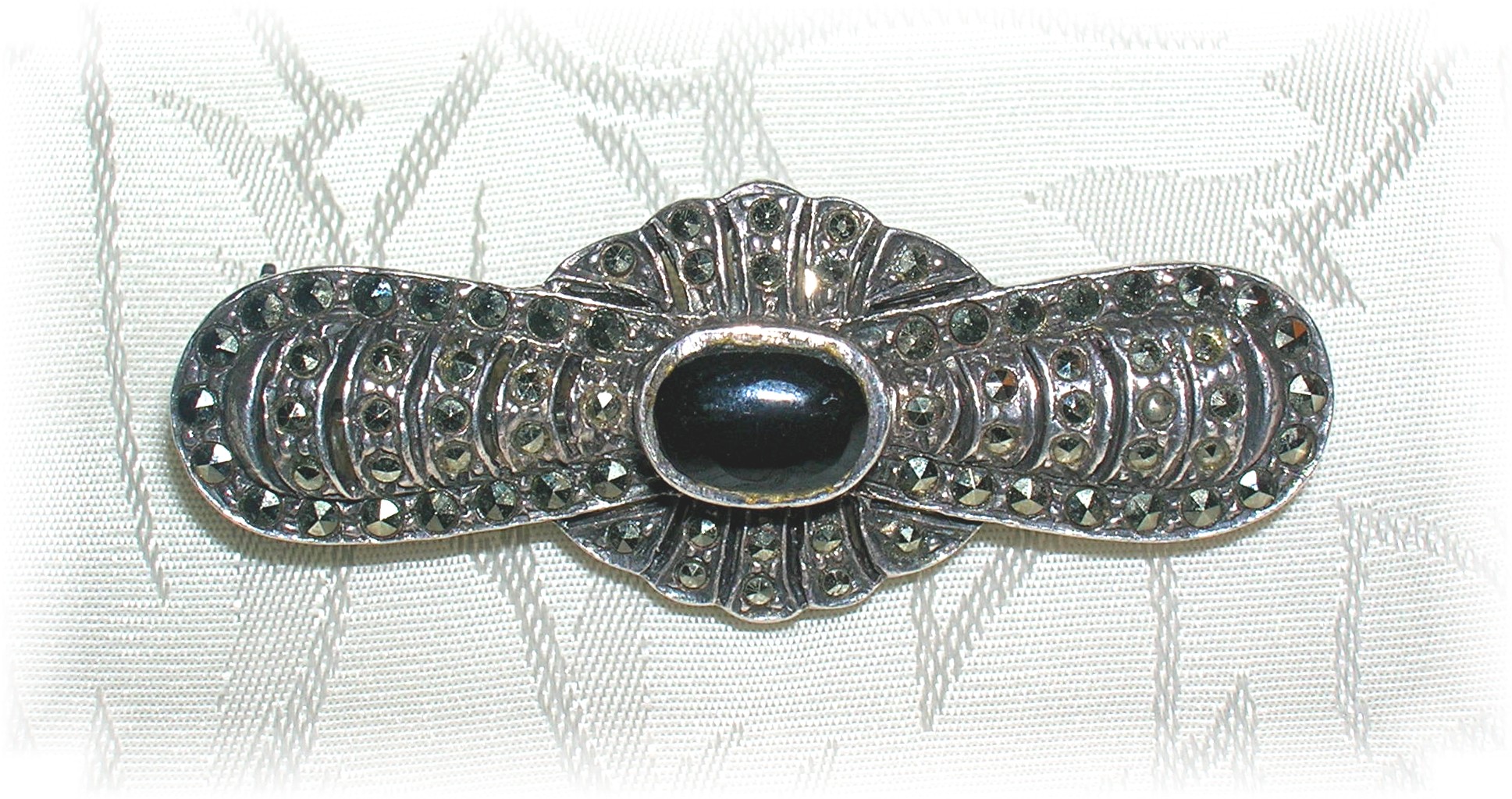 Black Onyx  & Marquisite Pin.