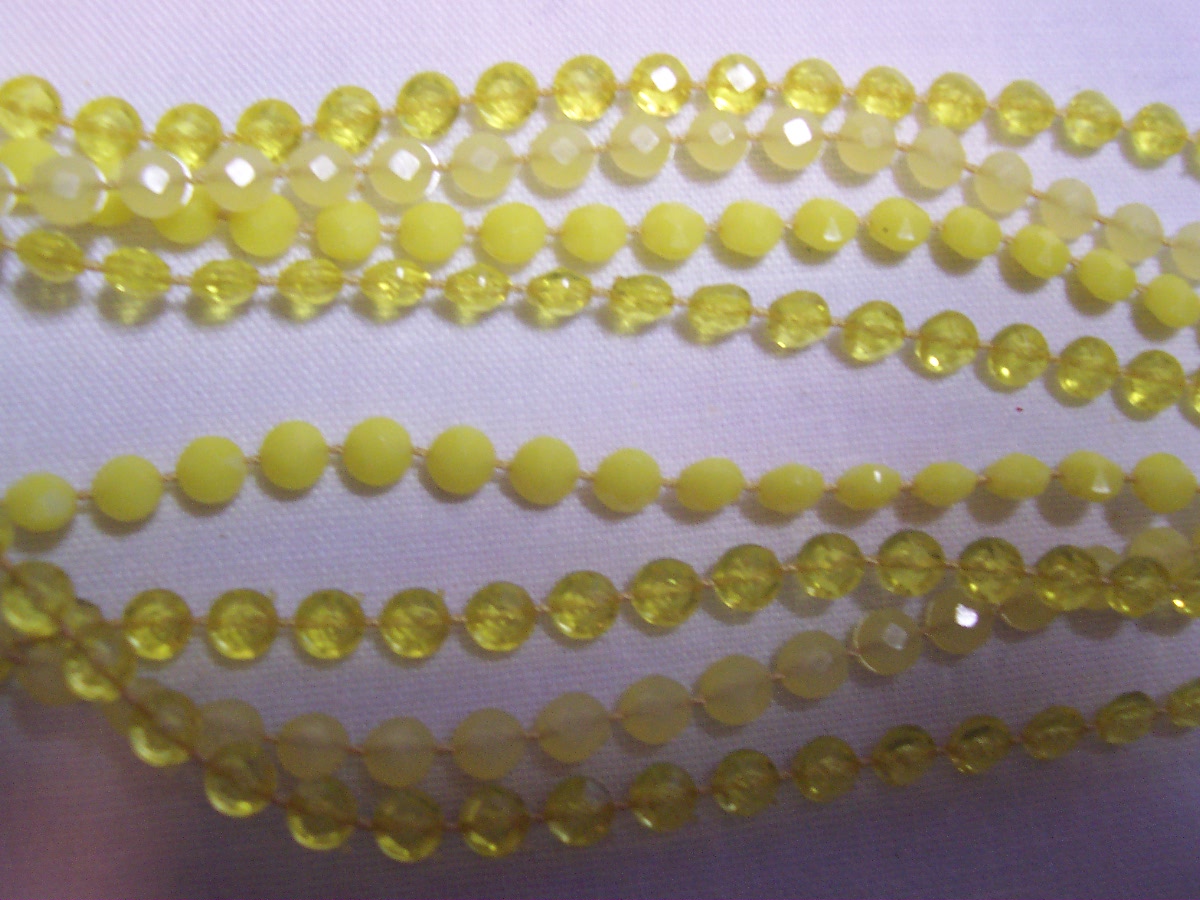 Costume Necklace Four Strands 3 Shade Yellow