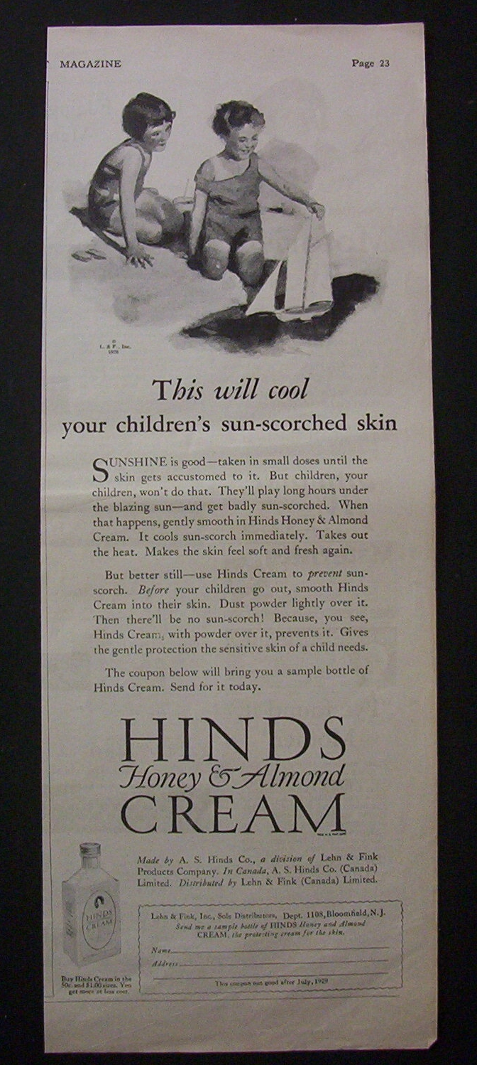 1928 Hinds Honey & Almond Cream