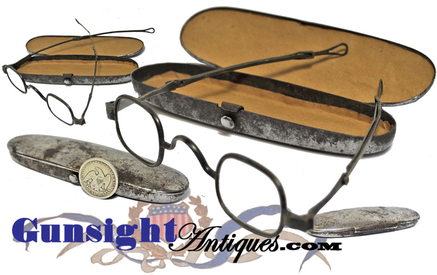 18th early 19th century iron Spectacle Case & Spectacles